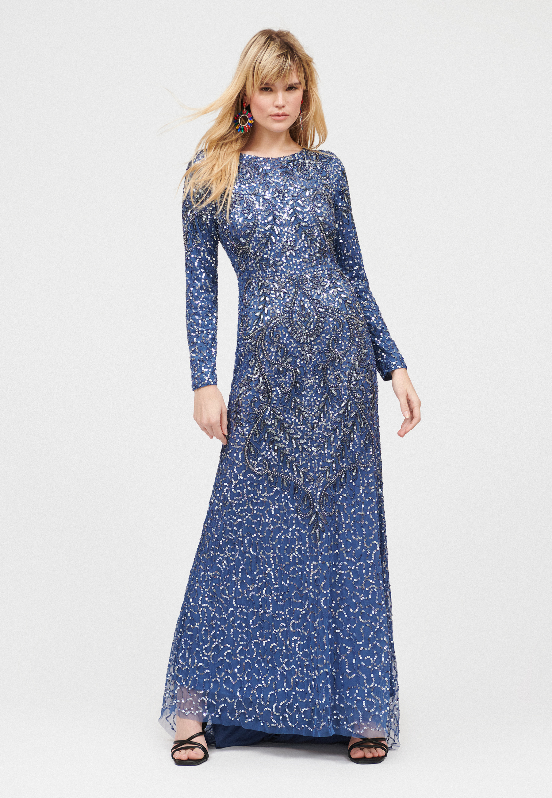 Maisa Modest Embellished Sequin Maxi Dress | MTZ250107