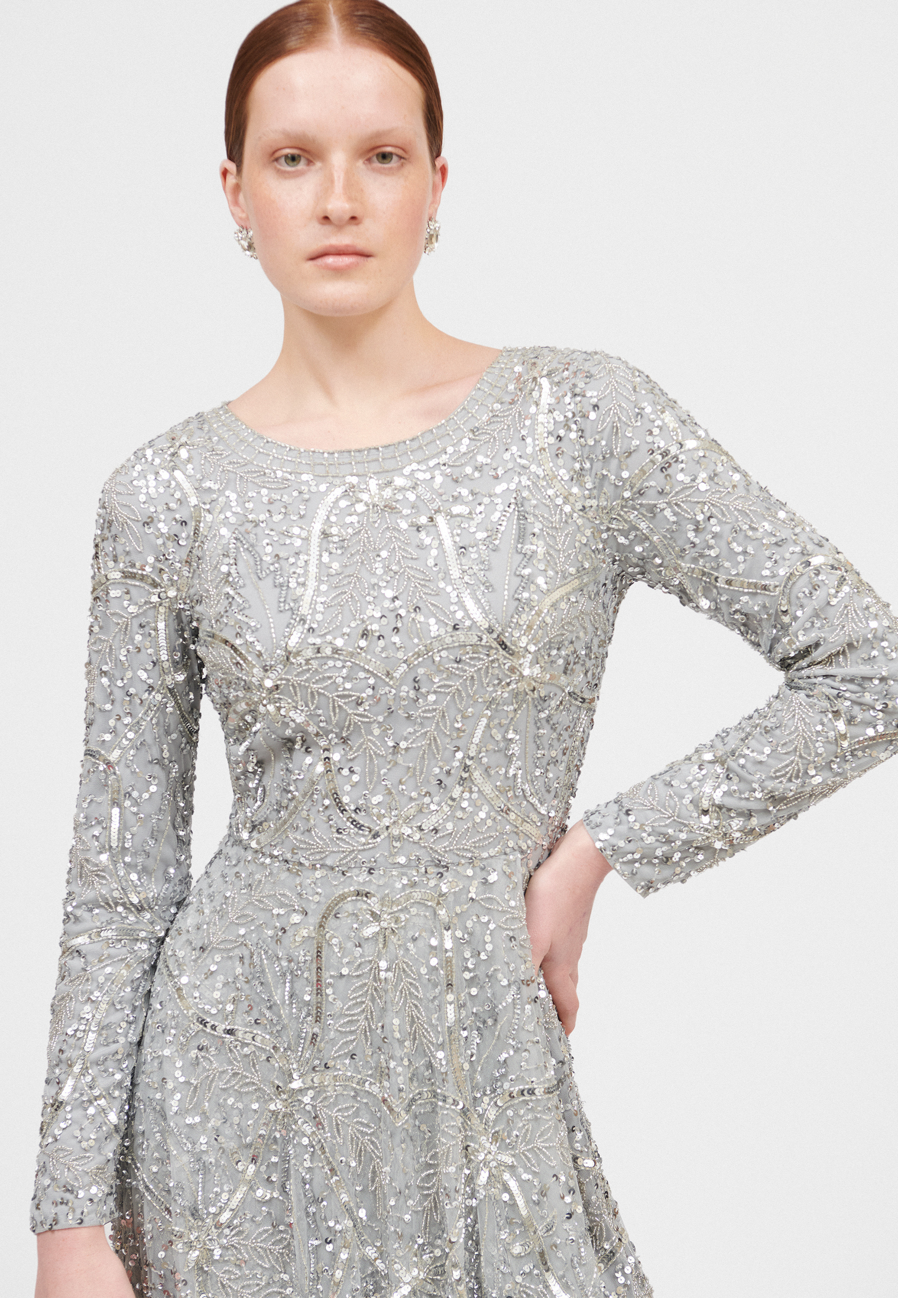 Hanaa Modest Embellished Sequin Maxi Dress | MTZ250101