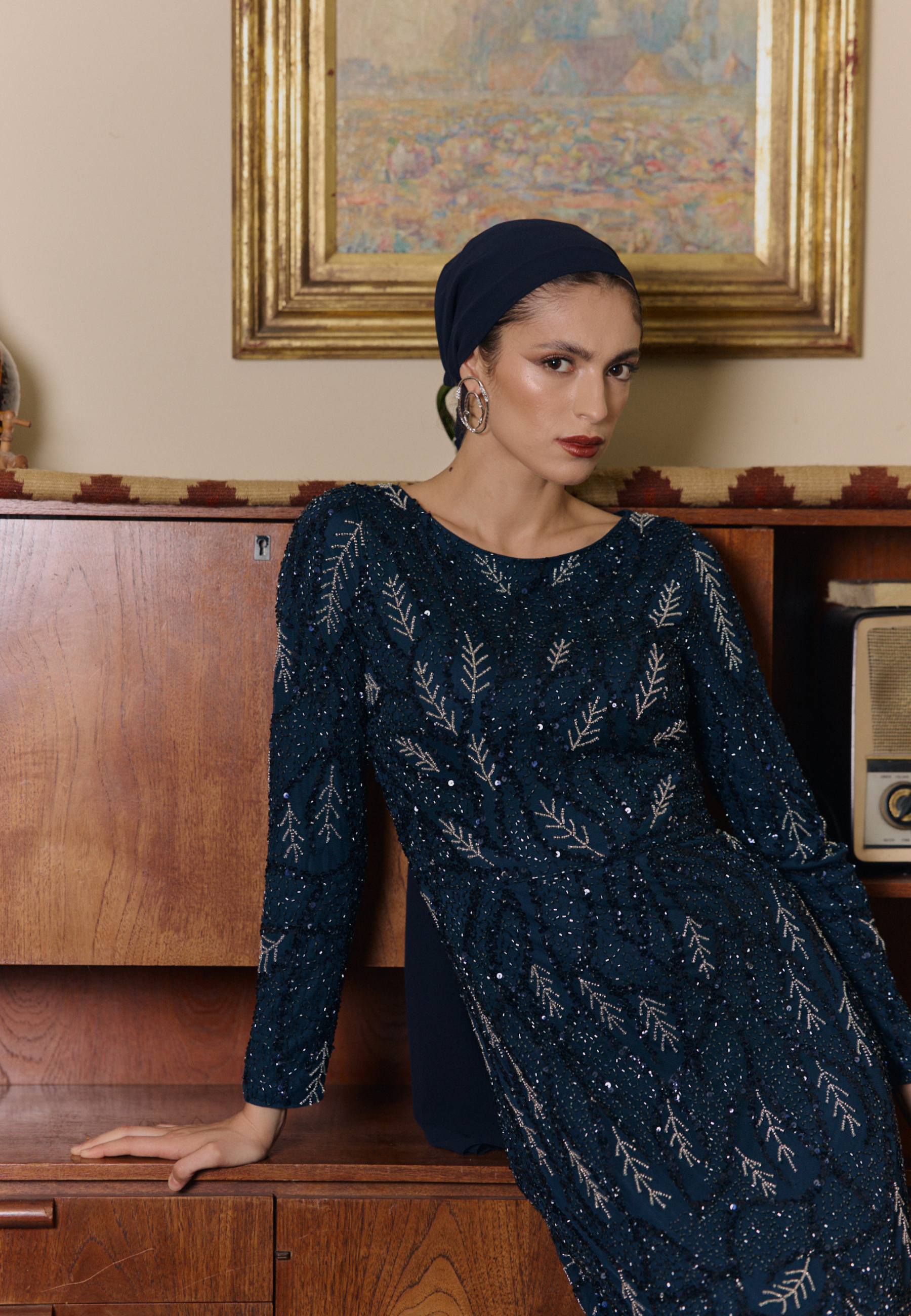 Anan Modest Embellished Sequin Maxi Dress
