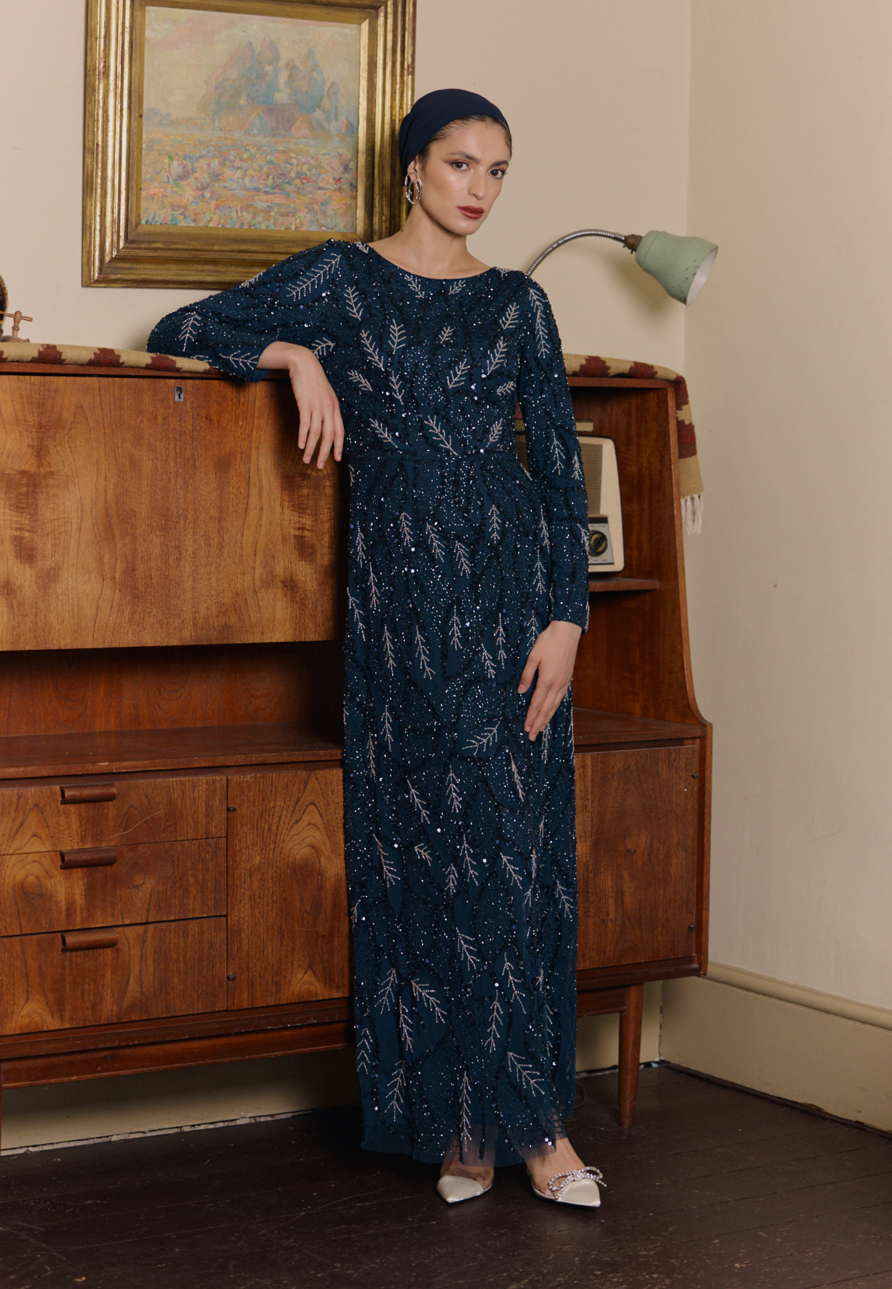 Anan Modest Embellished Sequin Maxi Dress | MTZ260904