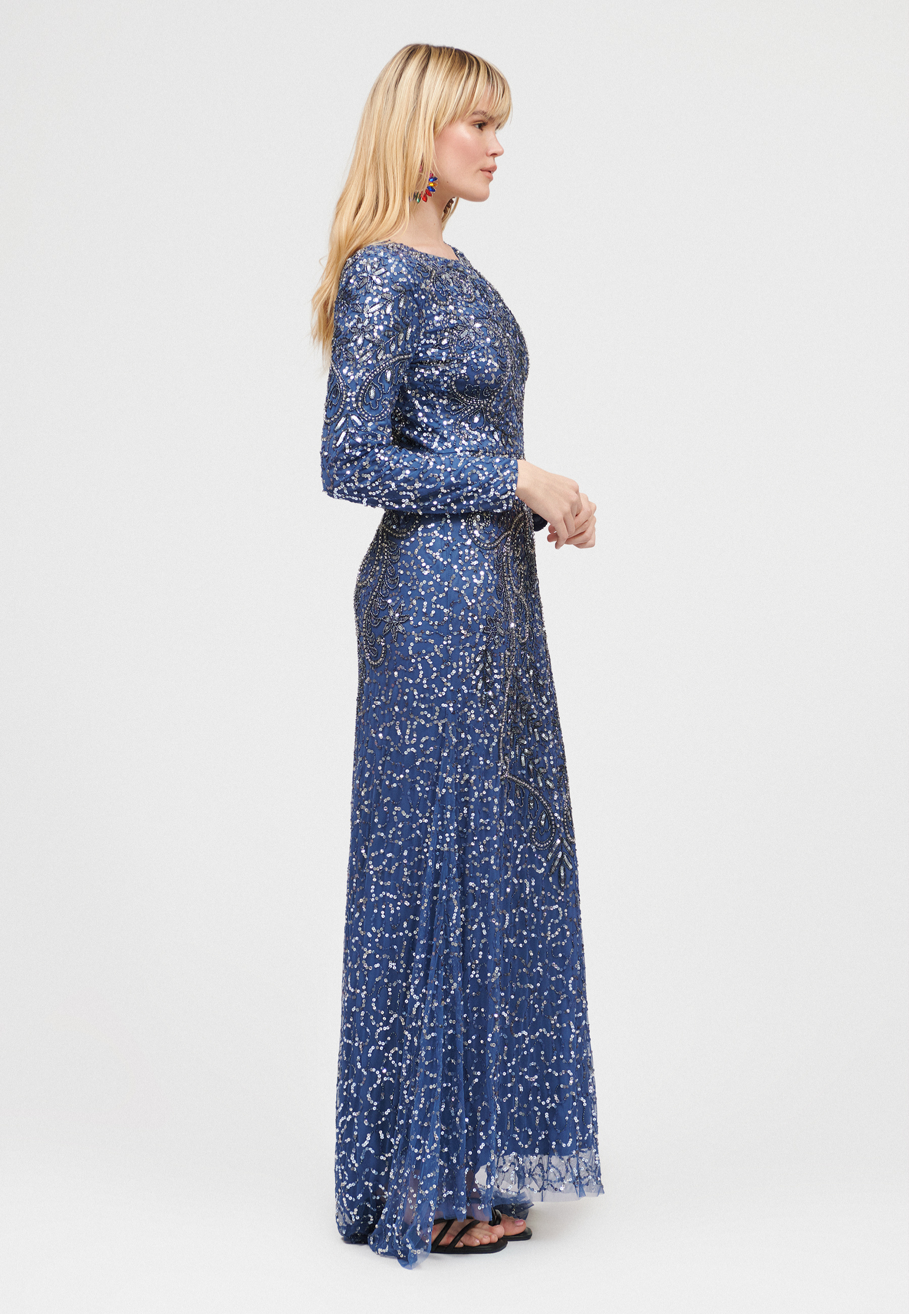 Maisa Modest Embellished Sequin Maxi Dress | MTZ250107