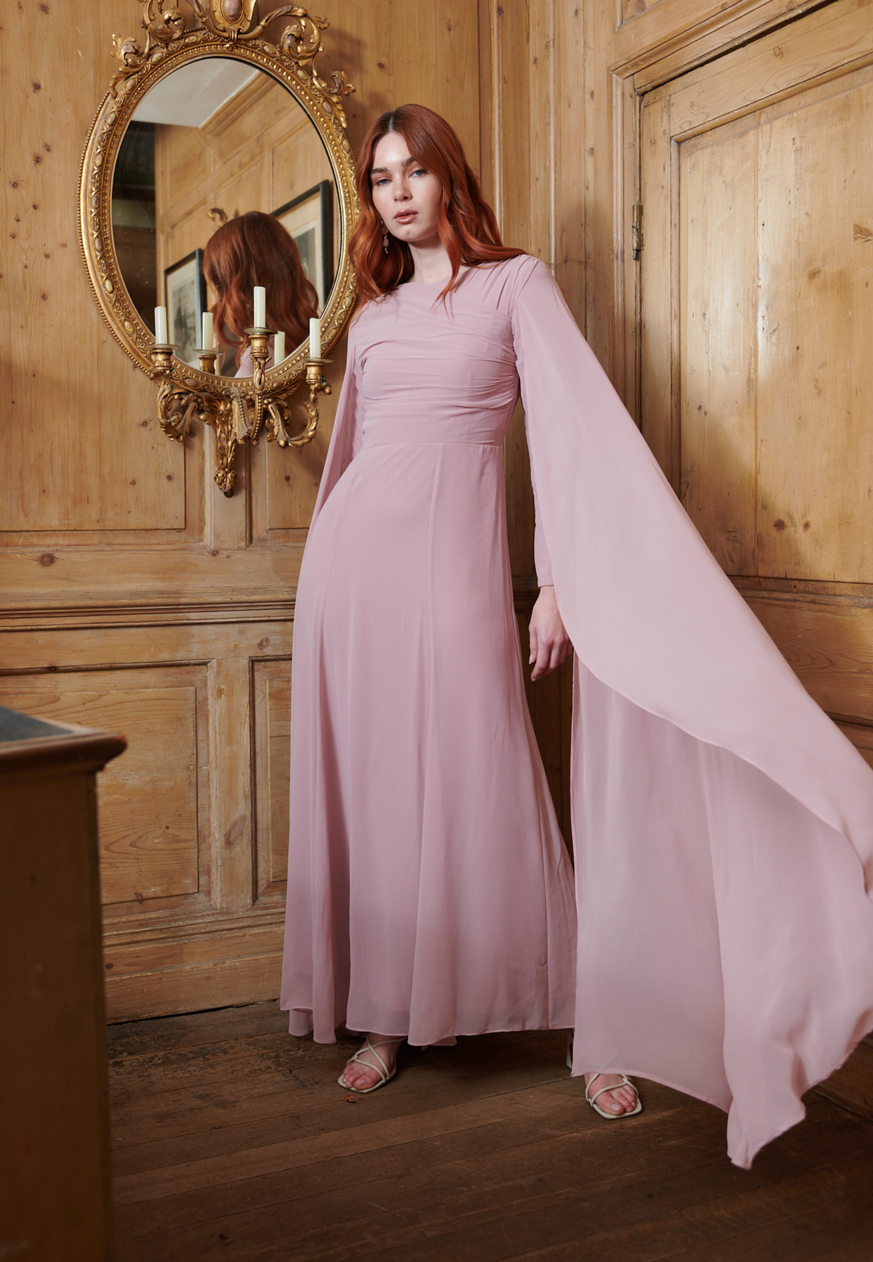 fitted lace wedding dress Leena Modest Chiffon Maxi Dress