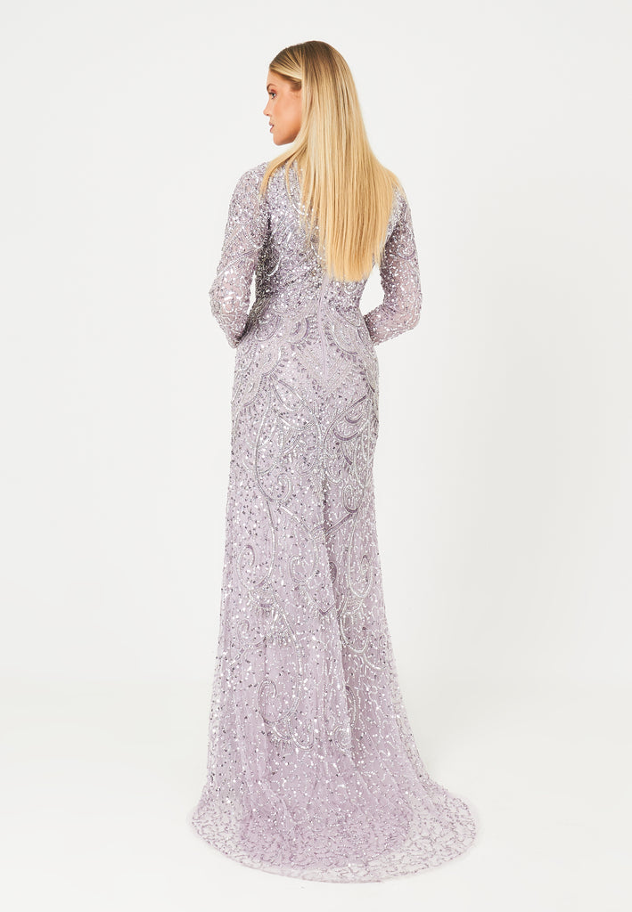 AMNA MODEST EMBELLISHED SEQUINS MAXI DRESS BACK