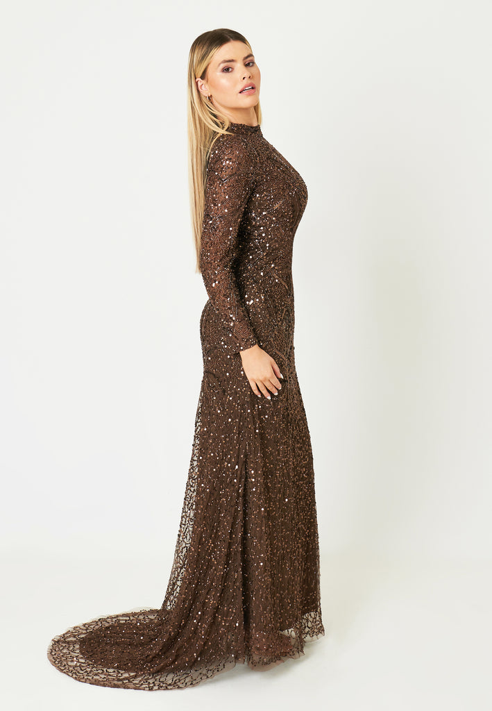 HANIA EMBELLISHED SEQUINS MAXI DRESS