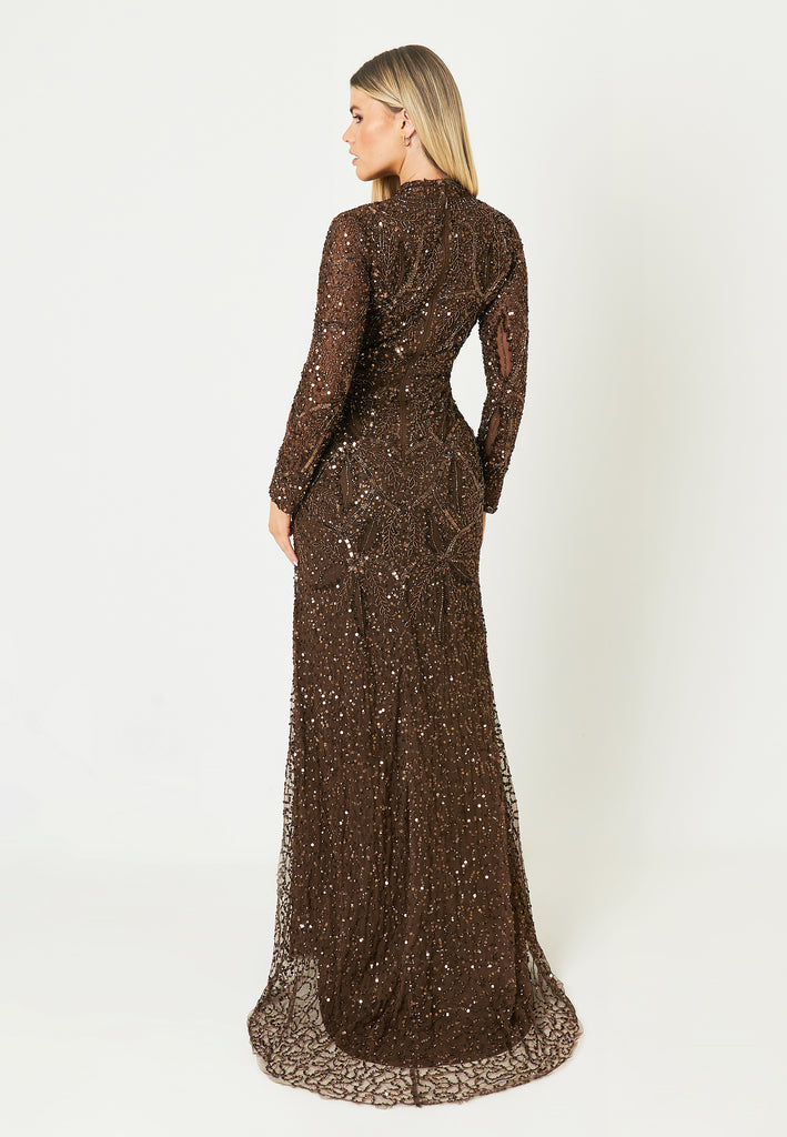 HANIA EMBELLISHED SEQUINS MAXI DRESS