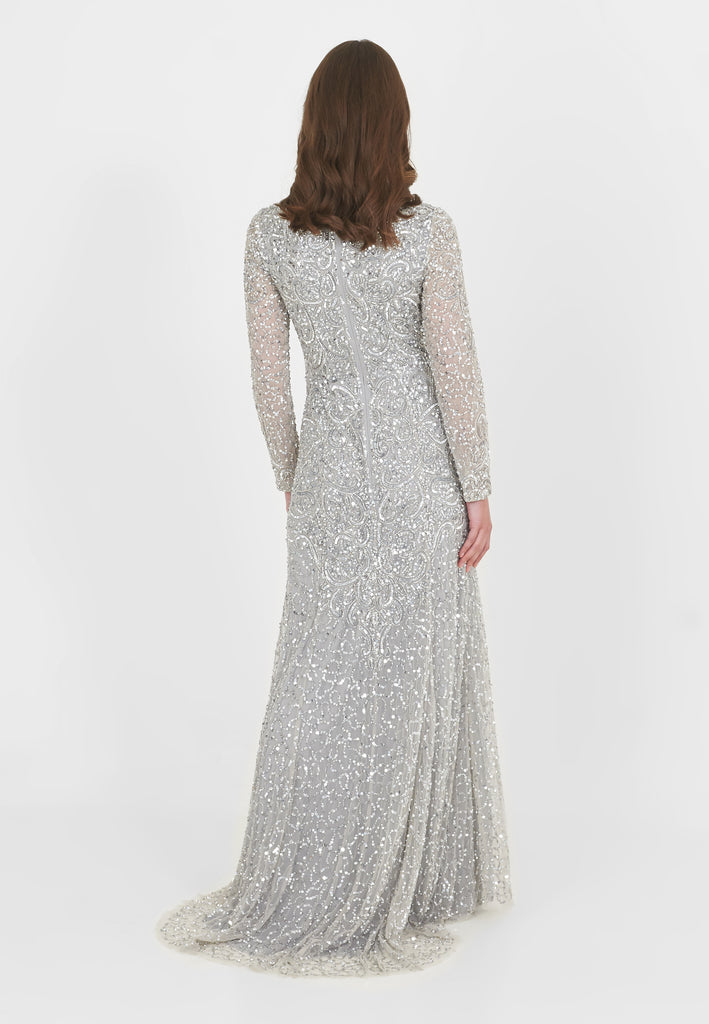 AFIYA EMBELLISHED SEQUIN MAXI DRESS BACK