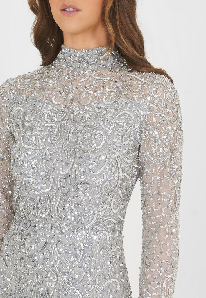 AFIYA EMBELLISHED SEQUIN MAXI DRESS CLOSEUP