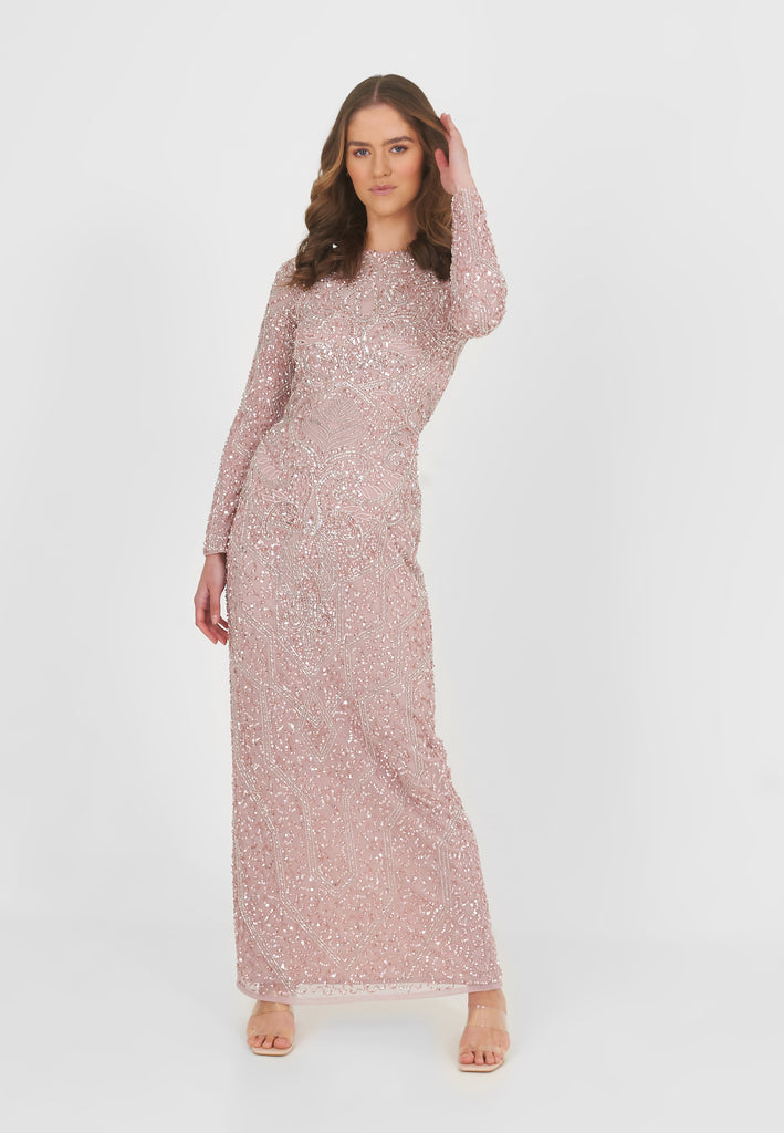 RAMILA EMBELLISHED SEQUIN MAXI DRESS