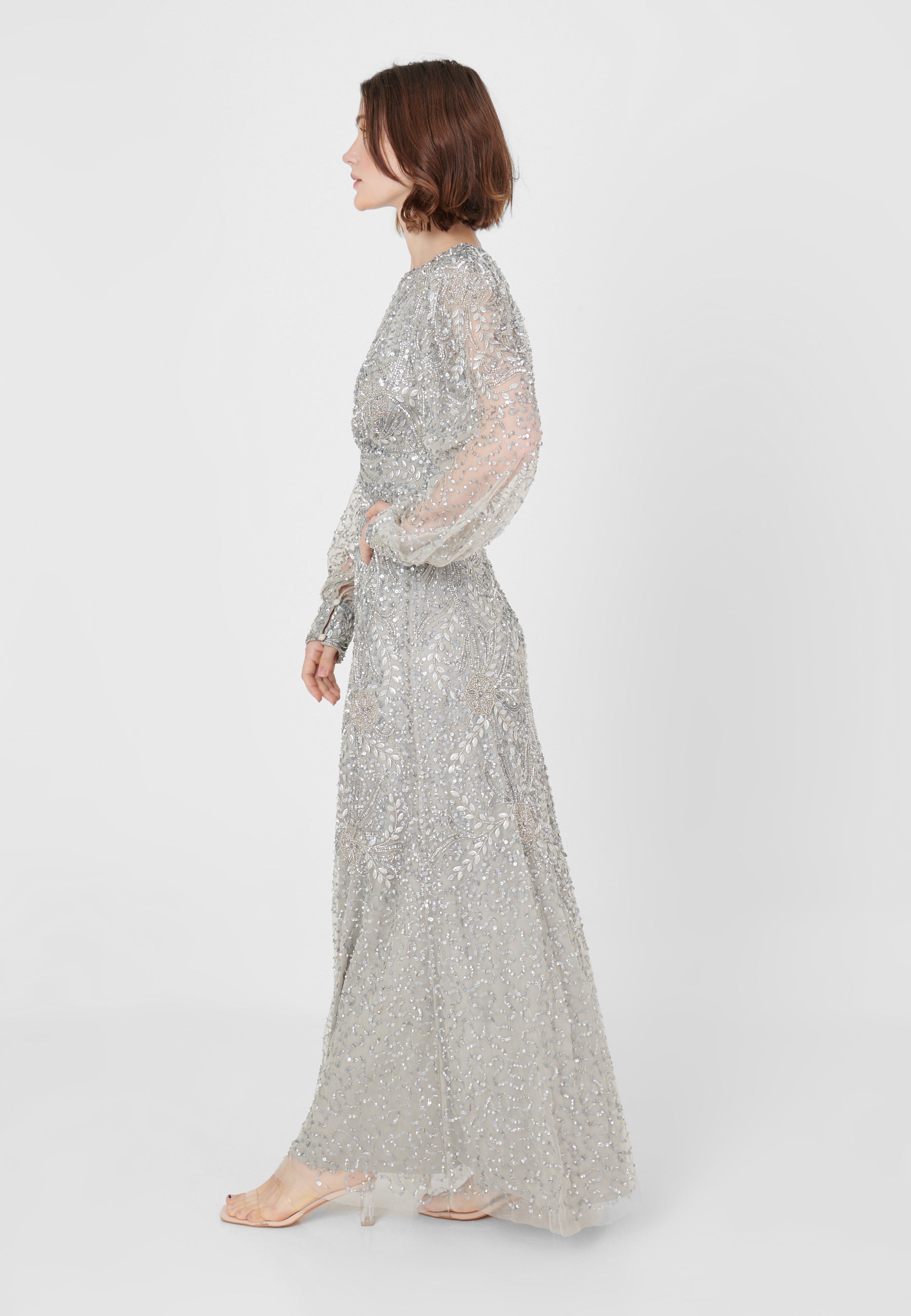 Amirah Modest Embellished Sequin Maxi Dress | M230904