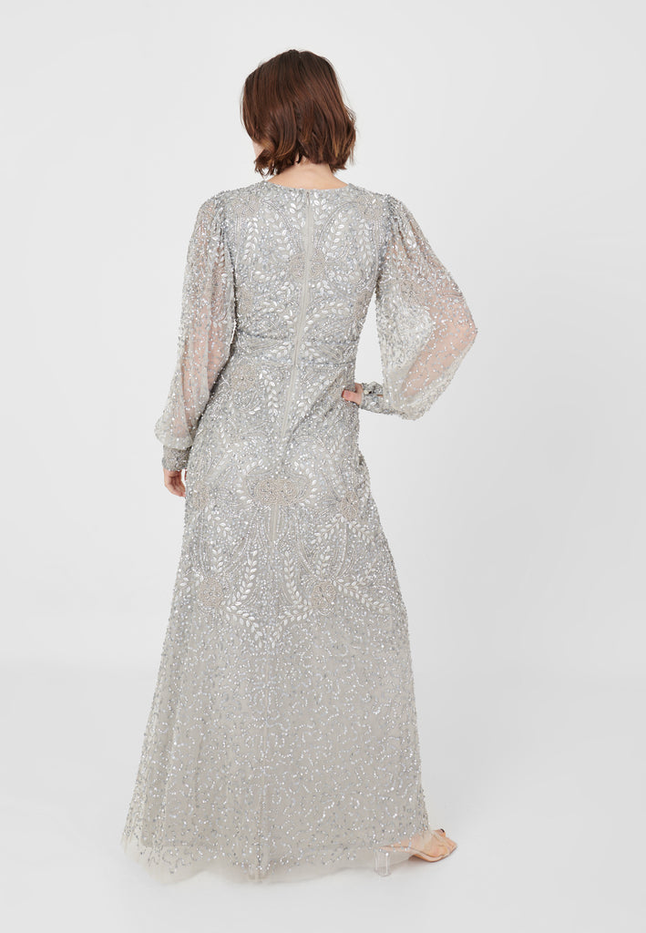 AMIRAH EMBELLISHED SEQUIN MAXI DRESS BACK