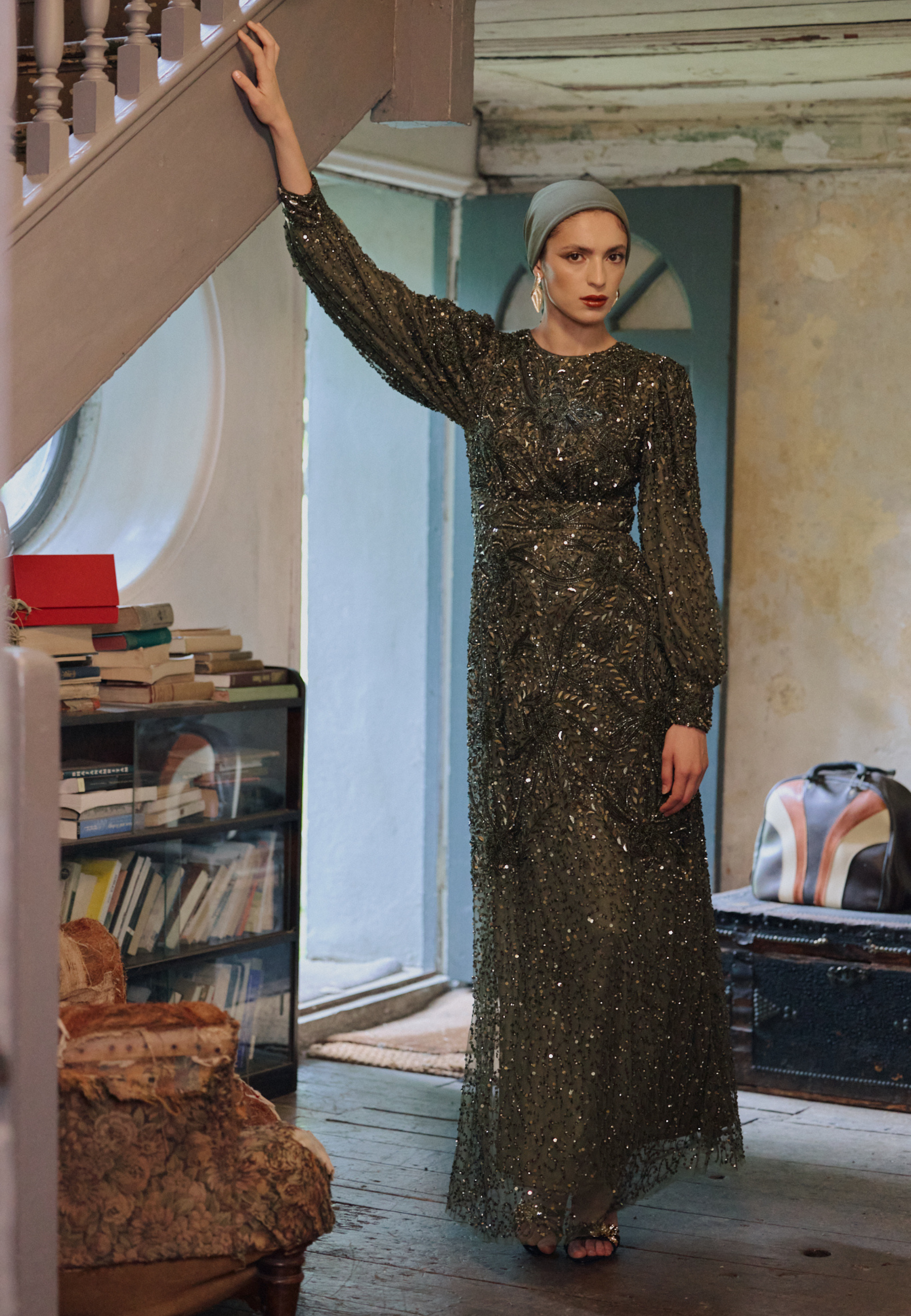 Lujen Embellished Sequin Maxi Dress | MTZ250712