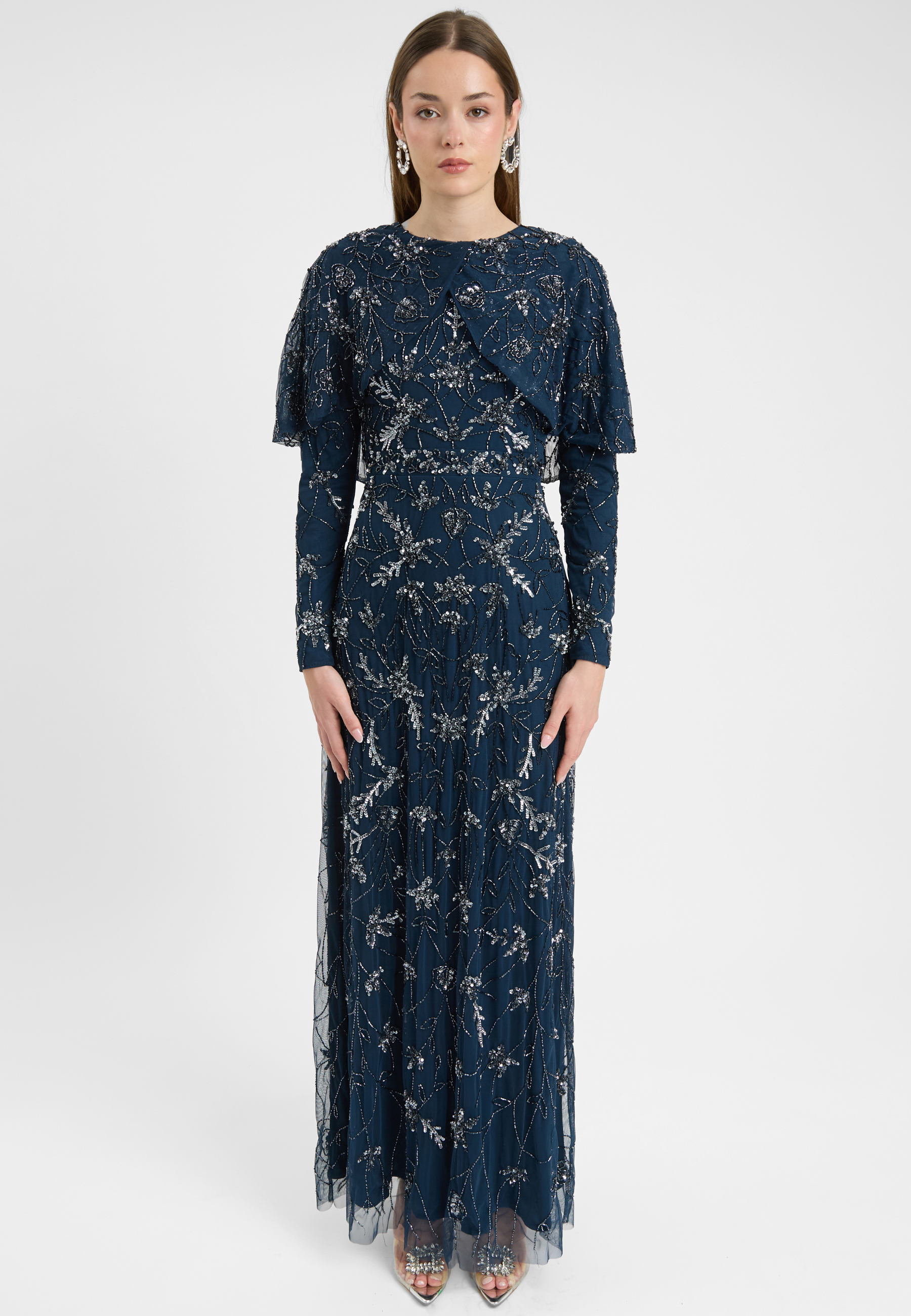 Soraya Modest Embellished Sequin Maxi Dress | MTZ250801