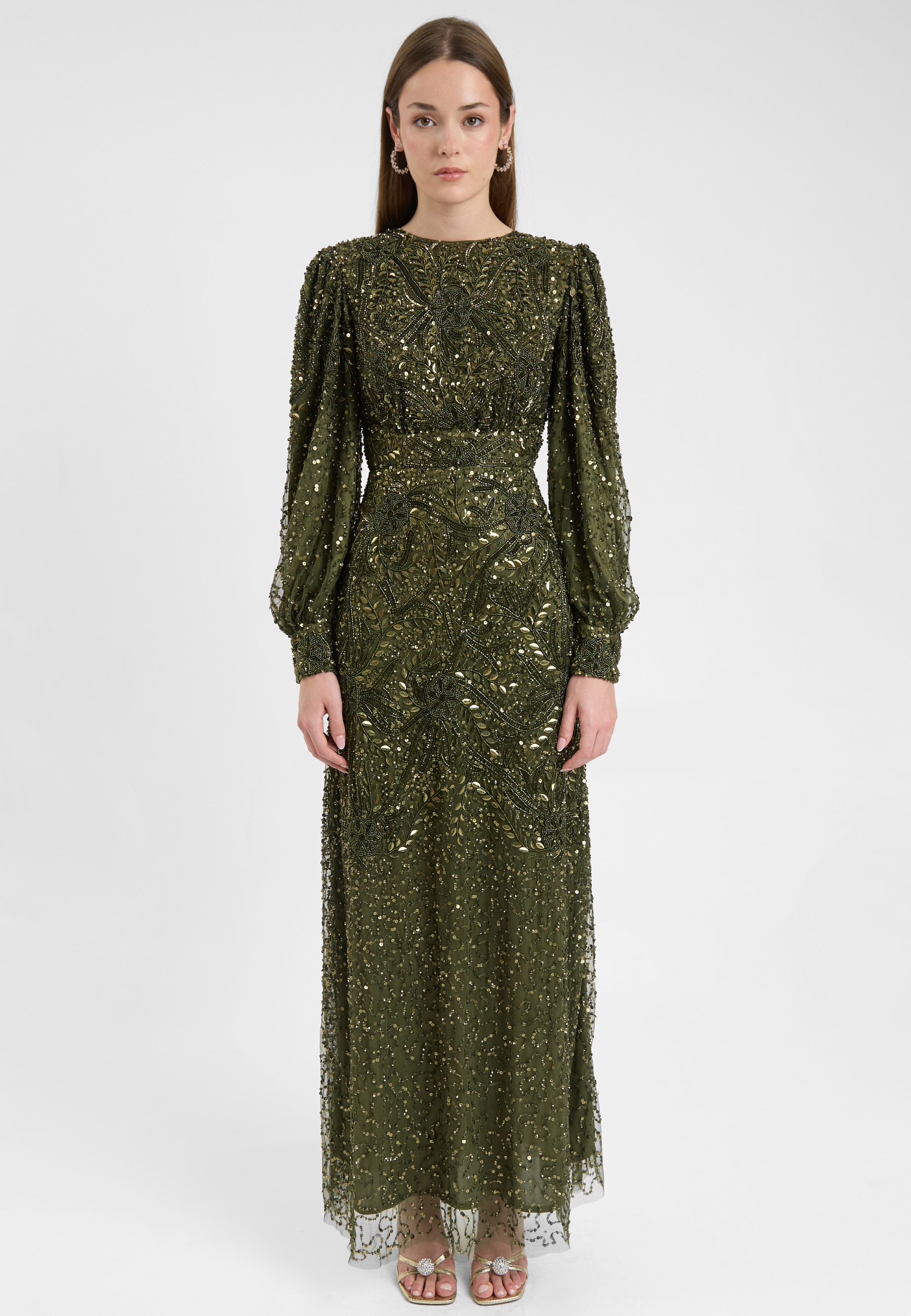 Lujen Embellished Sequin Maxi Dress | MTZ250712