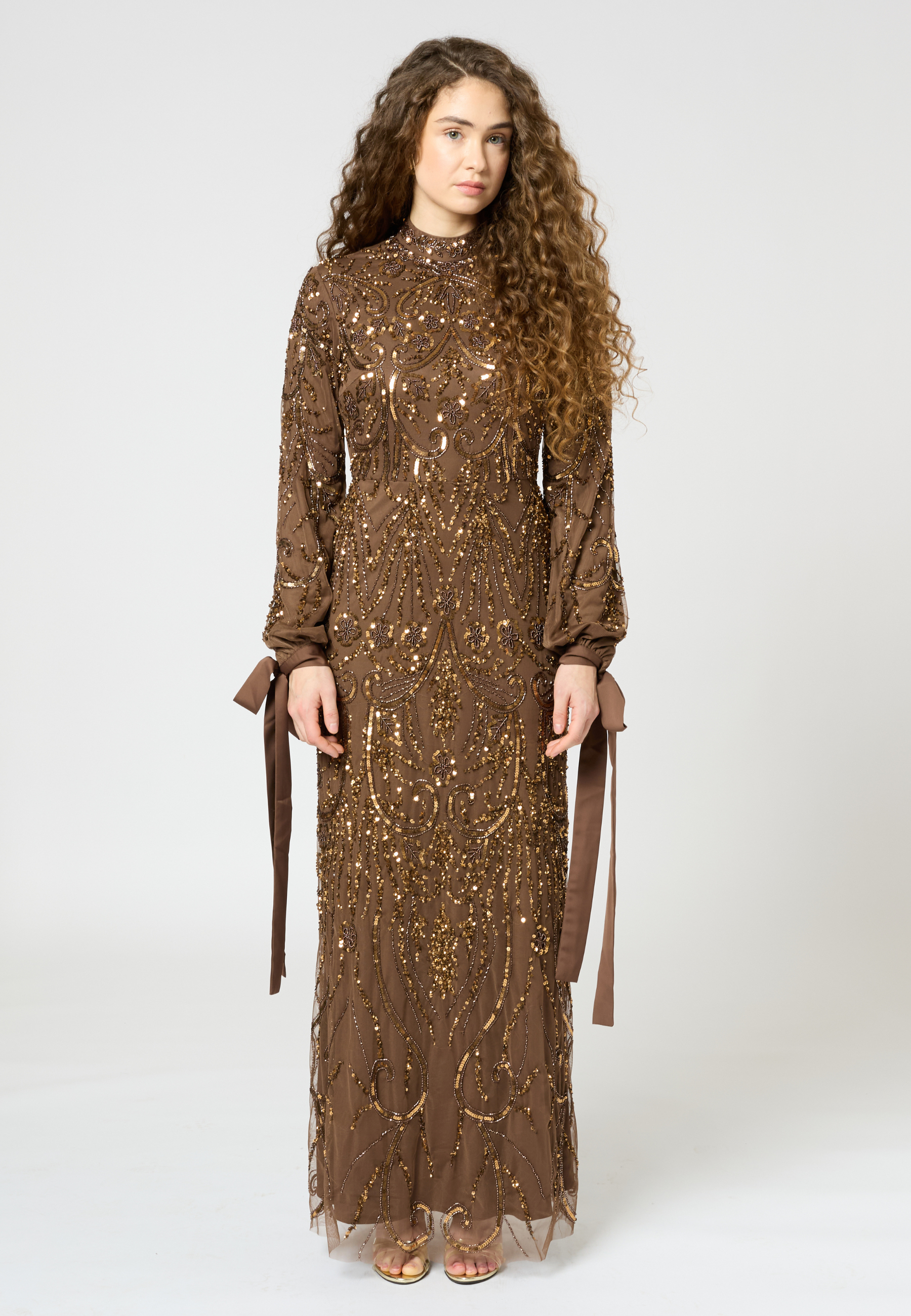 Nayal Modest Embellished Sequin Maxi Dress | MTZ250403
