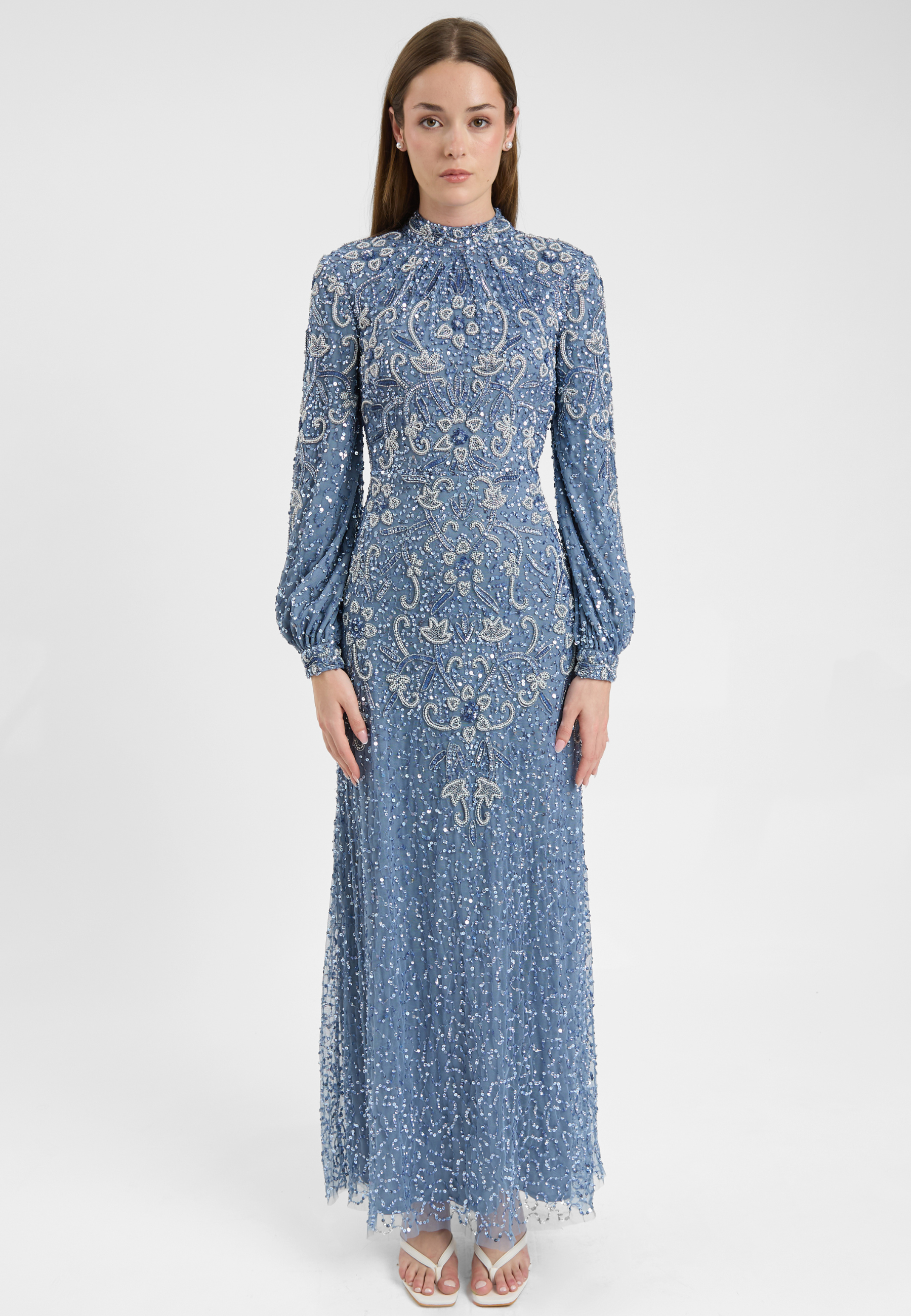 Amani Modest Embellished Sequin Maxi Dress | MTZ250705