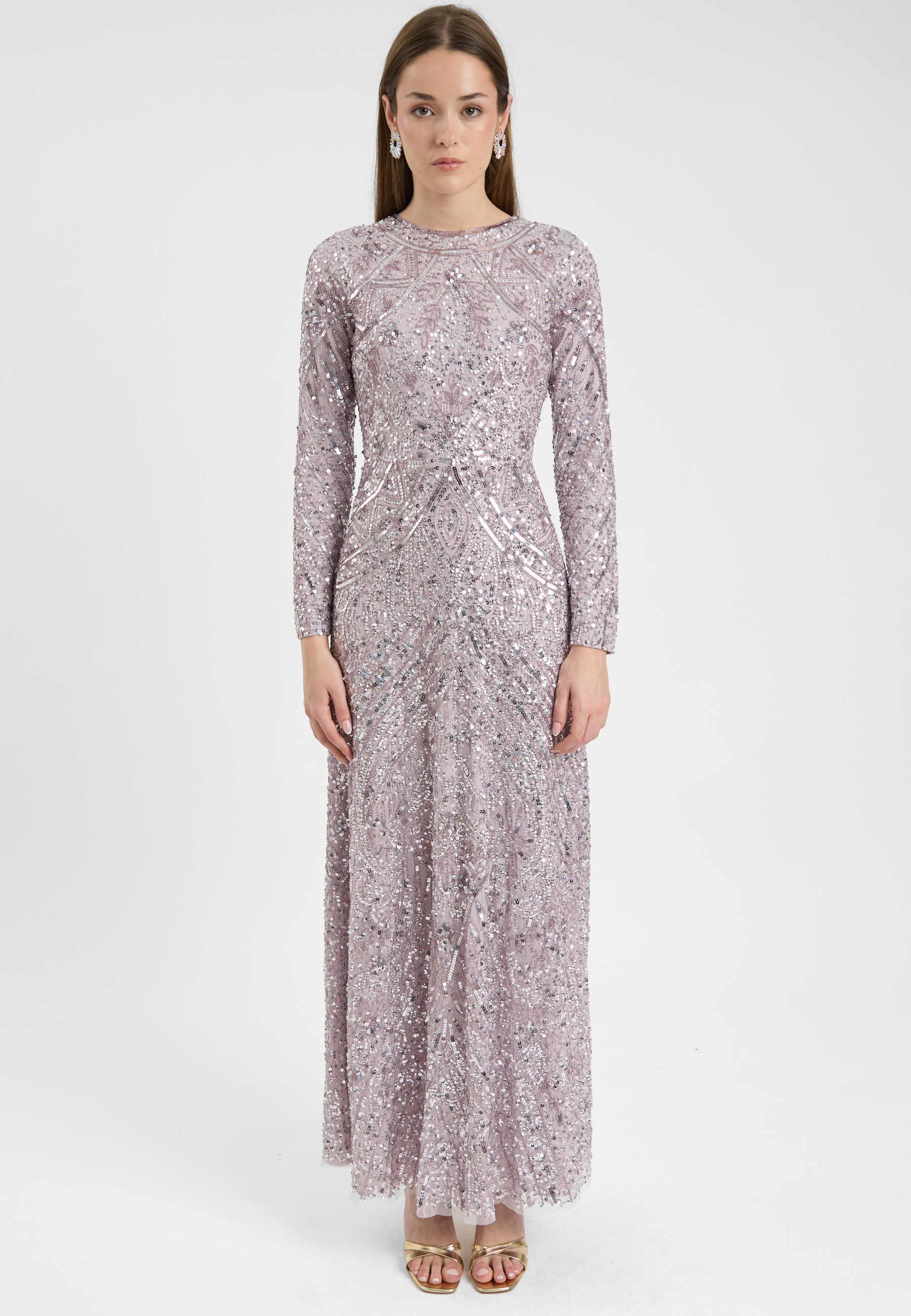 Liya Modest Embellished Sequin Maxi Dress | MTZ250102