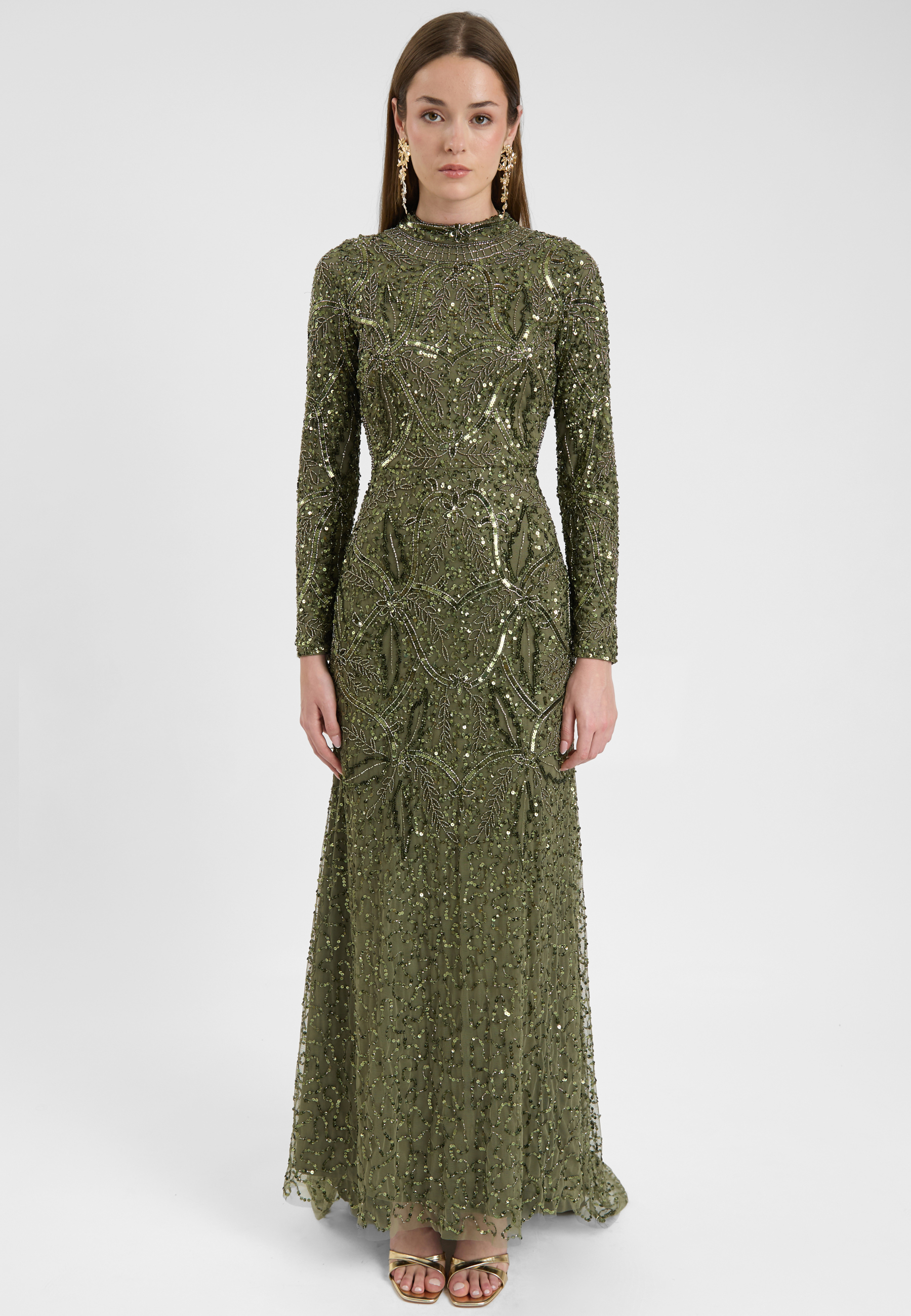 Talia Modest Embellished Sequin Maxi Dress | MTZ250412