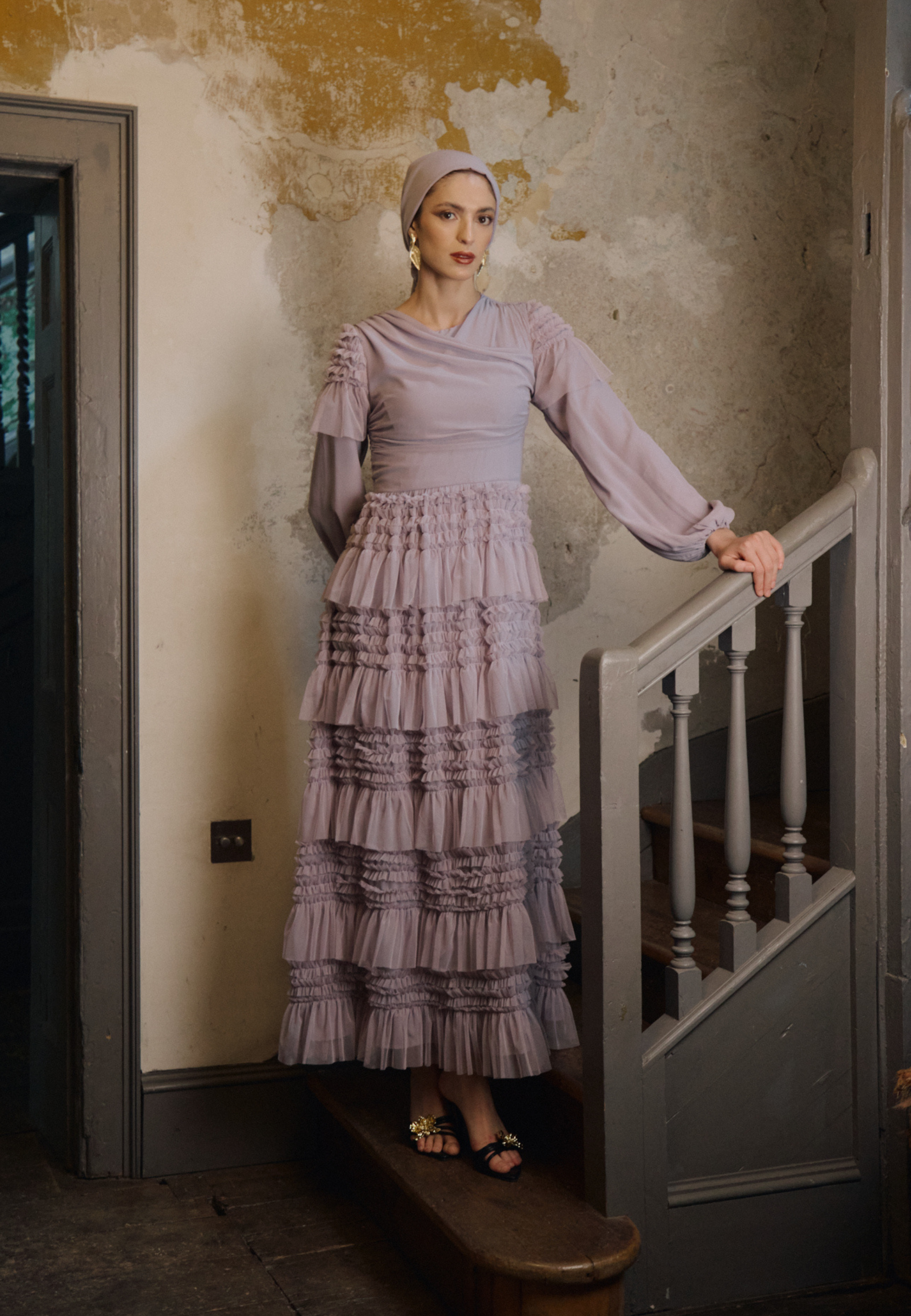 luna ruffle maxi dress Luna Ruffles Sleeves Chiffon Maxi Dress Le Fafo