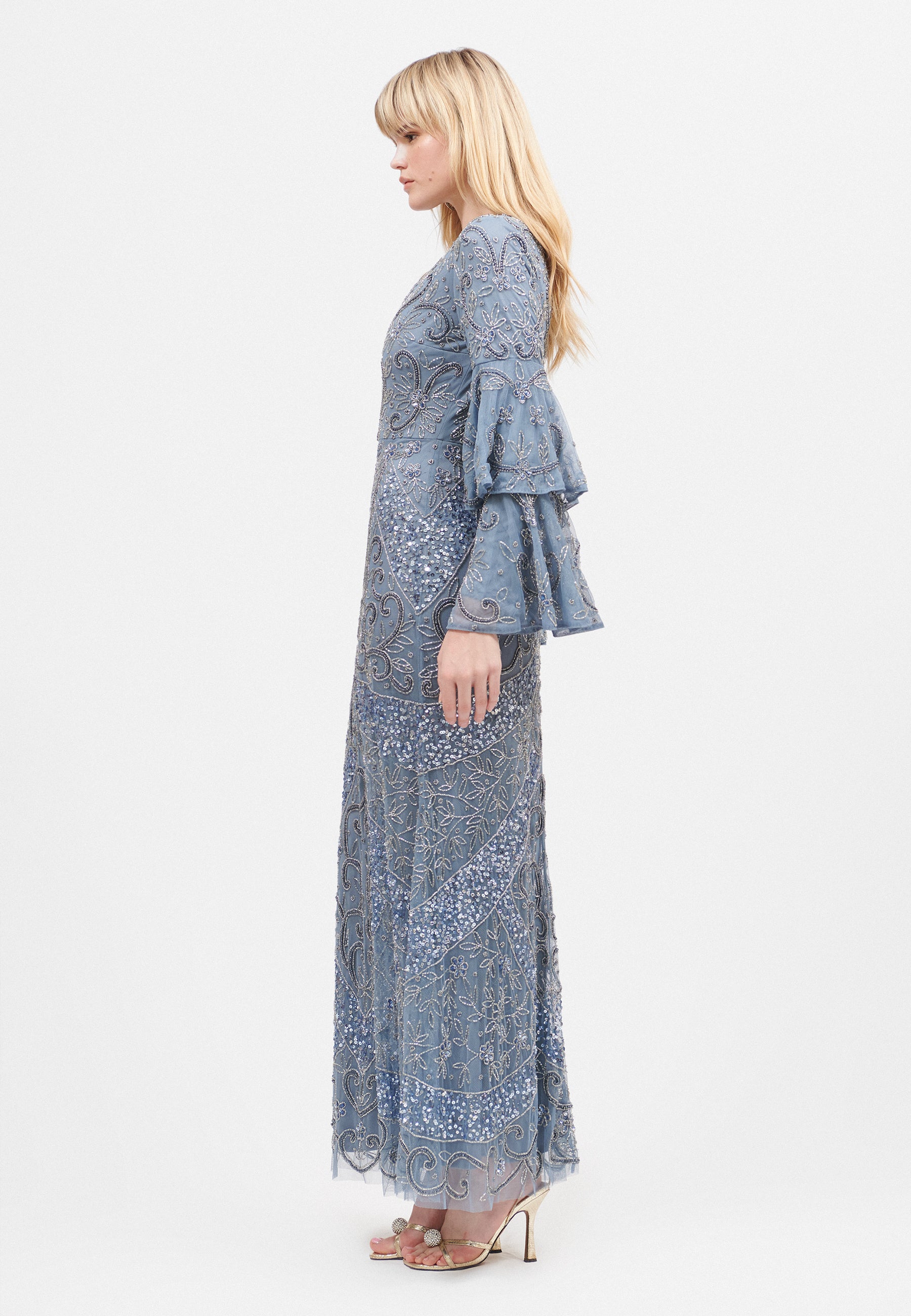 Alina Modest Embellished Sequin Maxi Dress | M250110