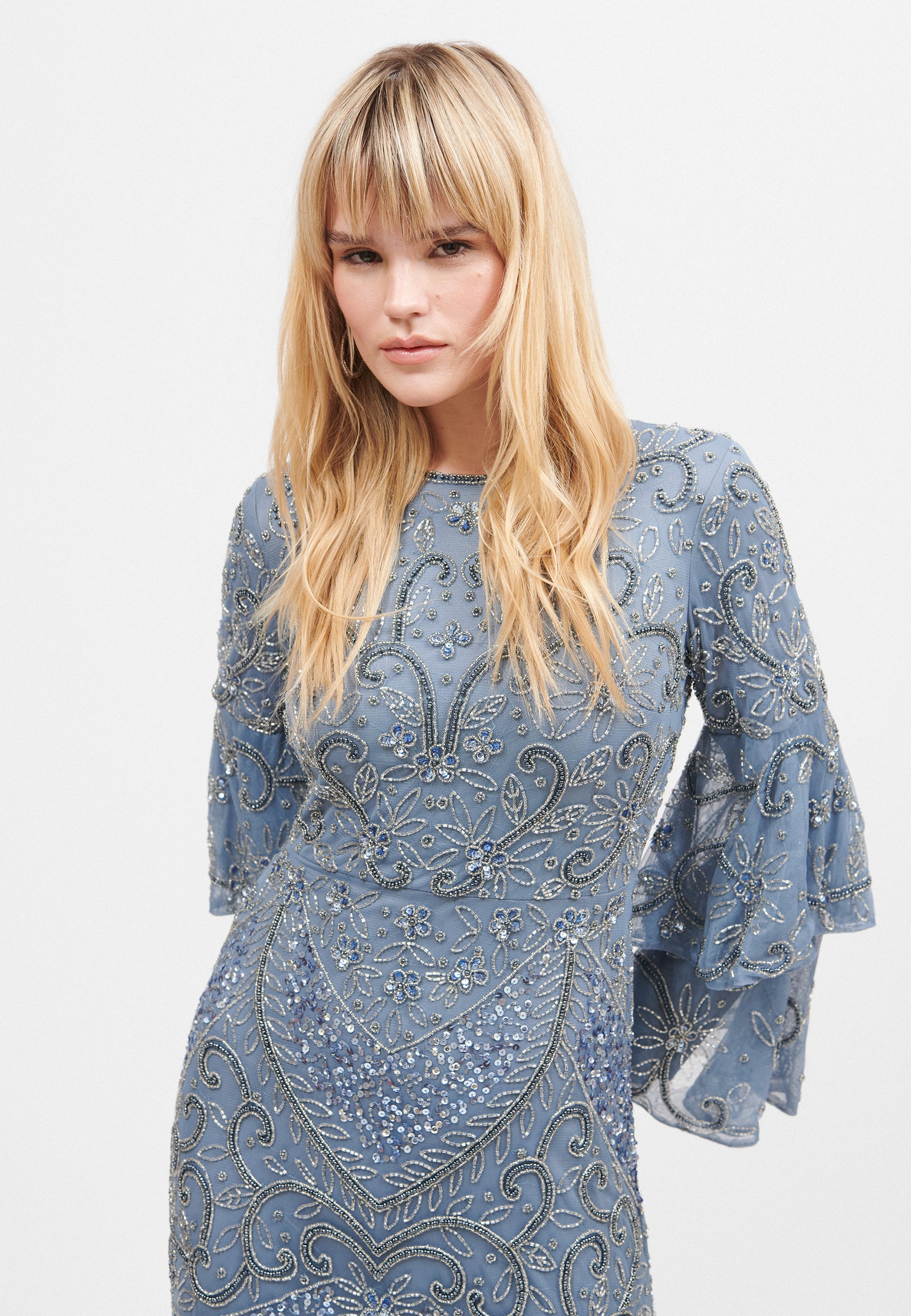 Alina Modest Embellished Sequin Maxi Dress | M250110
