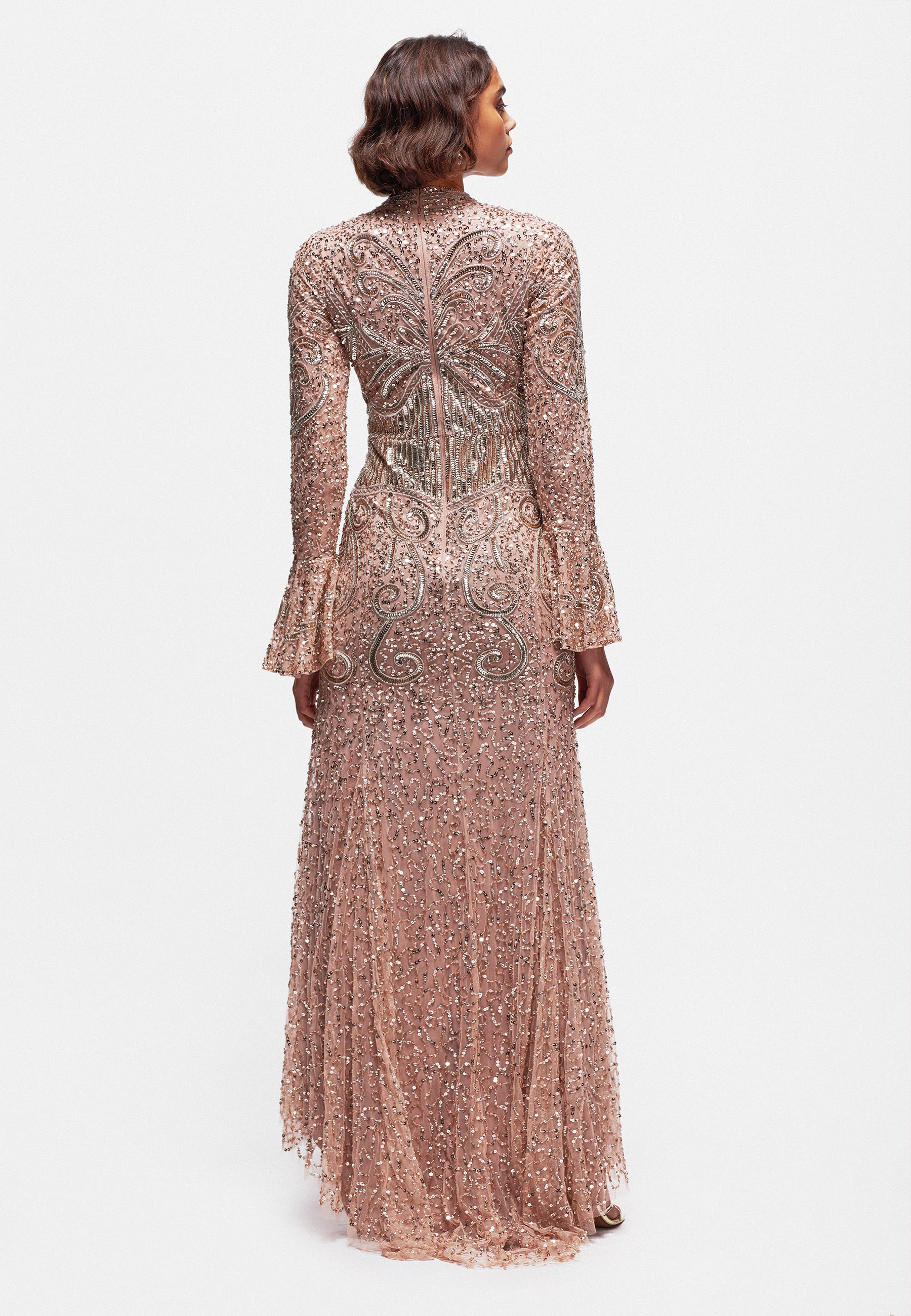 sierra glitter maxi dress Palmer Silver Drop Waist Fully lined in satin and finished with an invisible back zipper Sierra Marie Sequin Gown -