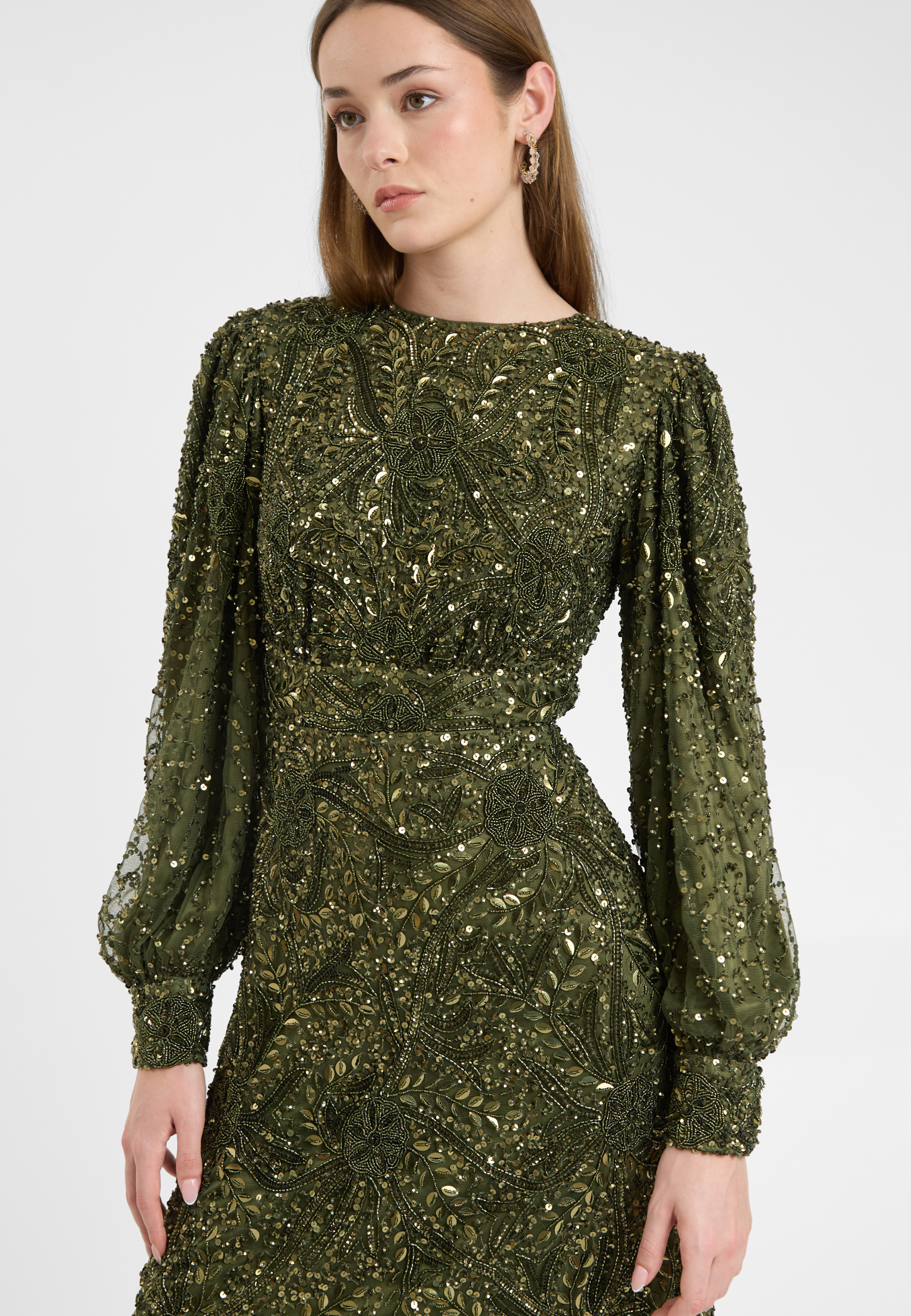 Lujen Embellished Sequin Maxi Dress | MTZ250712