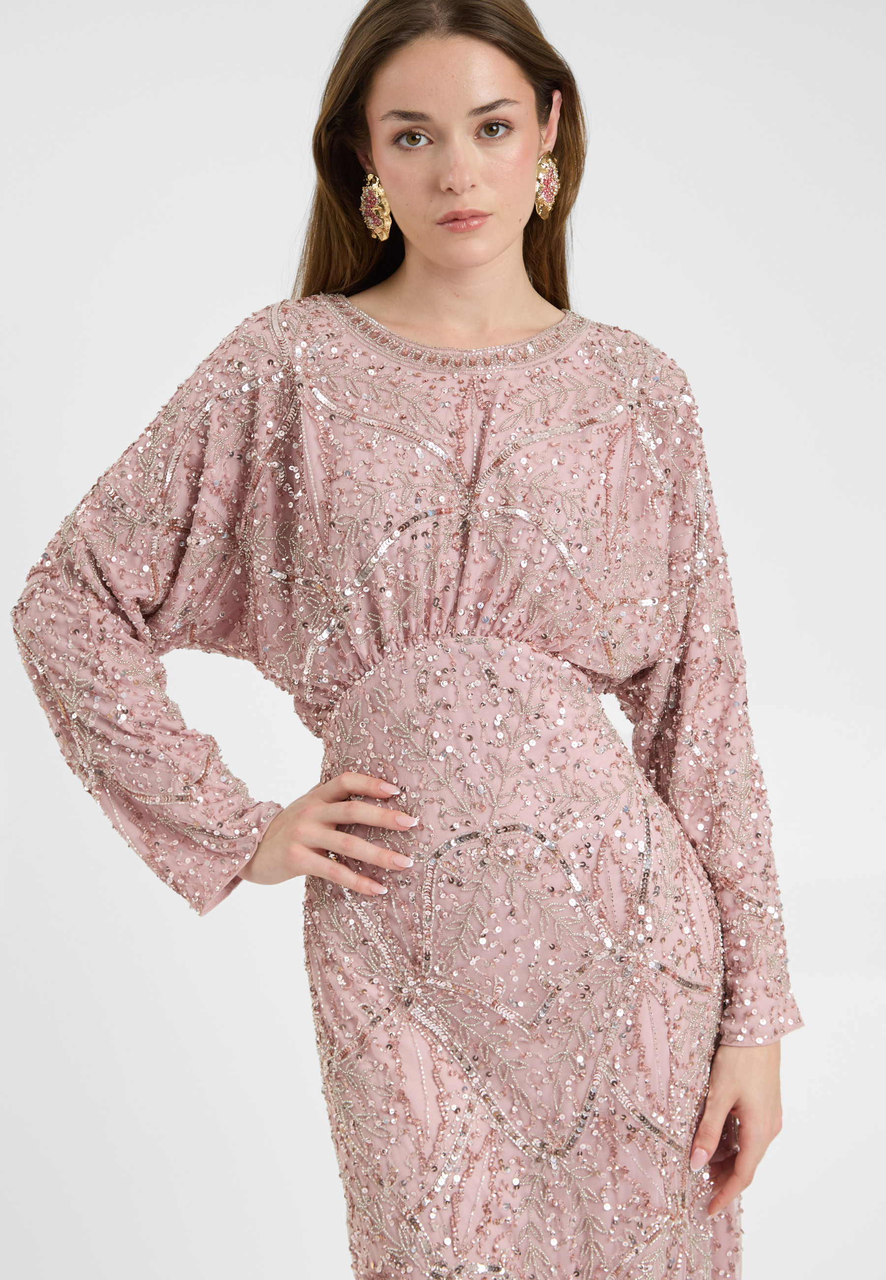 Elma Modest Embellished Sequin Maxi Dress | MTZ250708