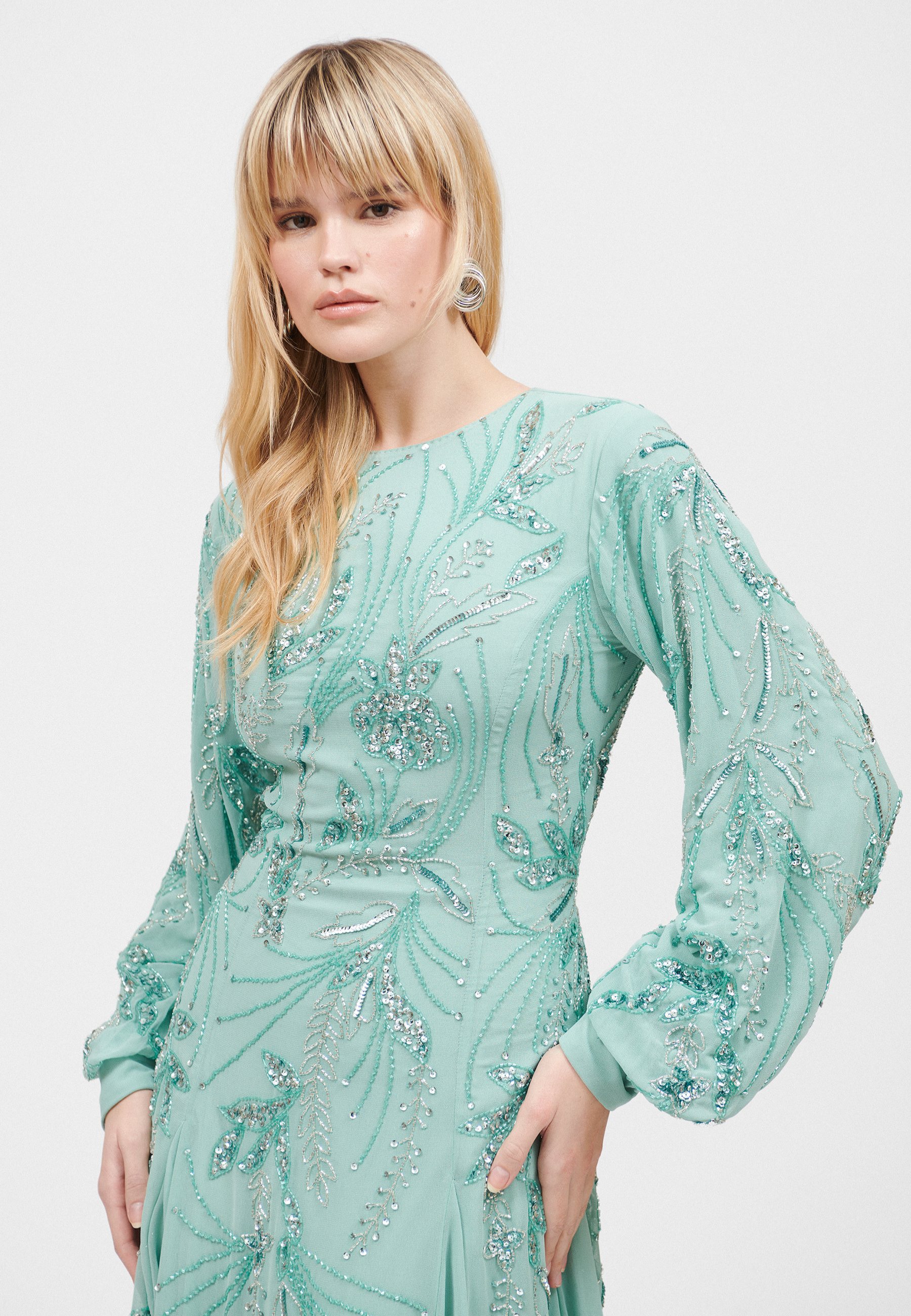 Adiva Modest Embellished Sequin Maxi Dress | MTZ250104