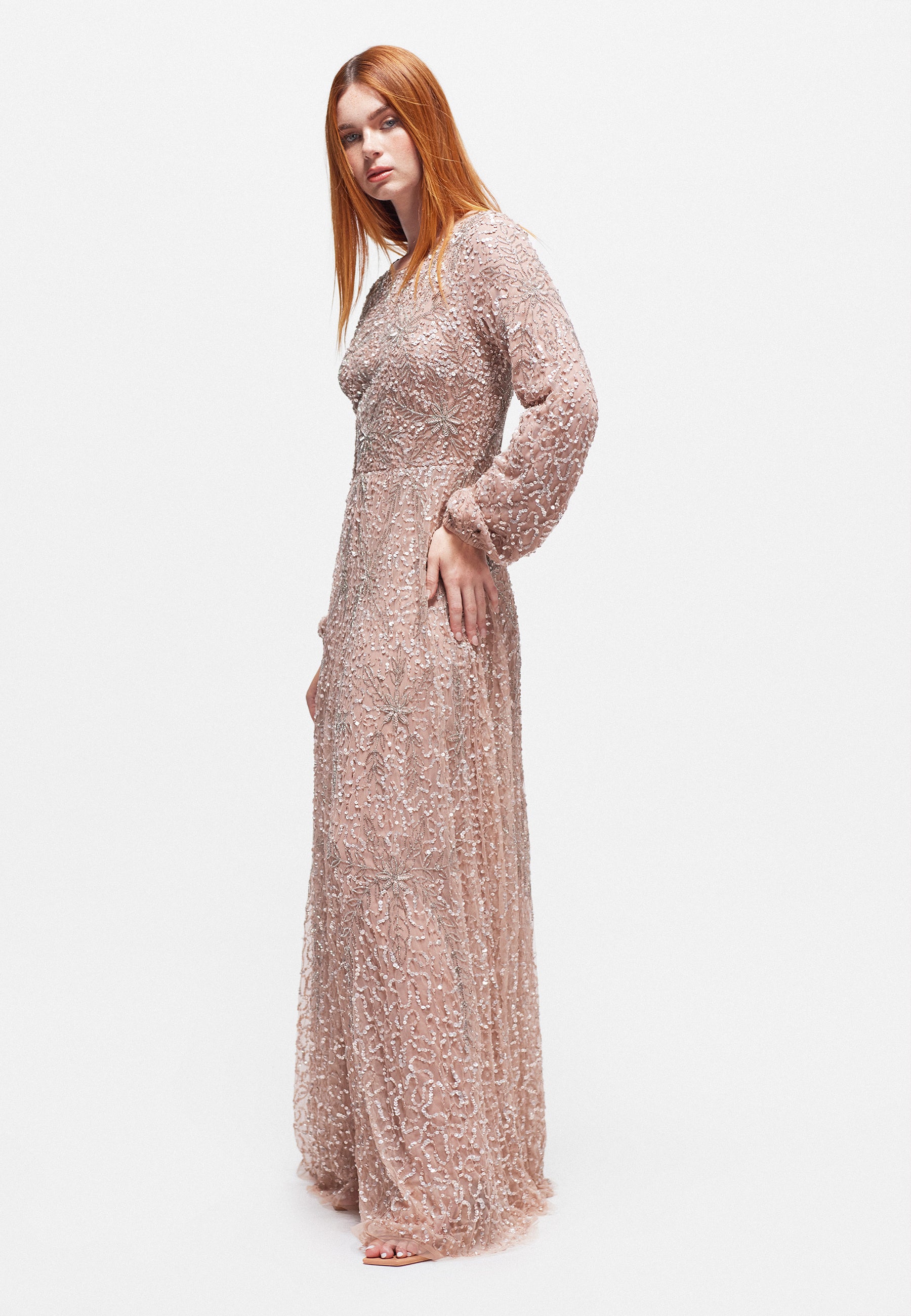 ADILA MODEST EMBELLISHED SEQUIN DRESS | MTZ240402