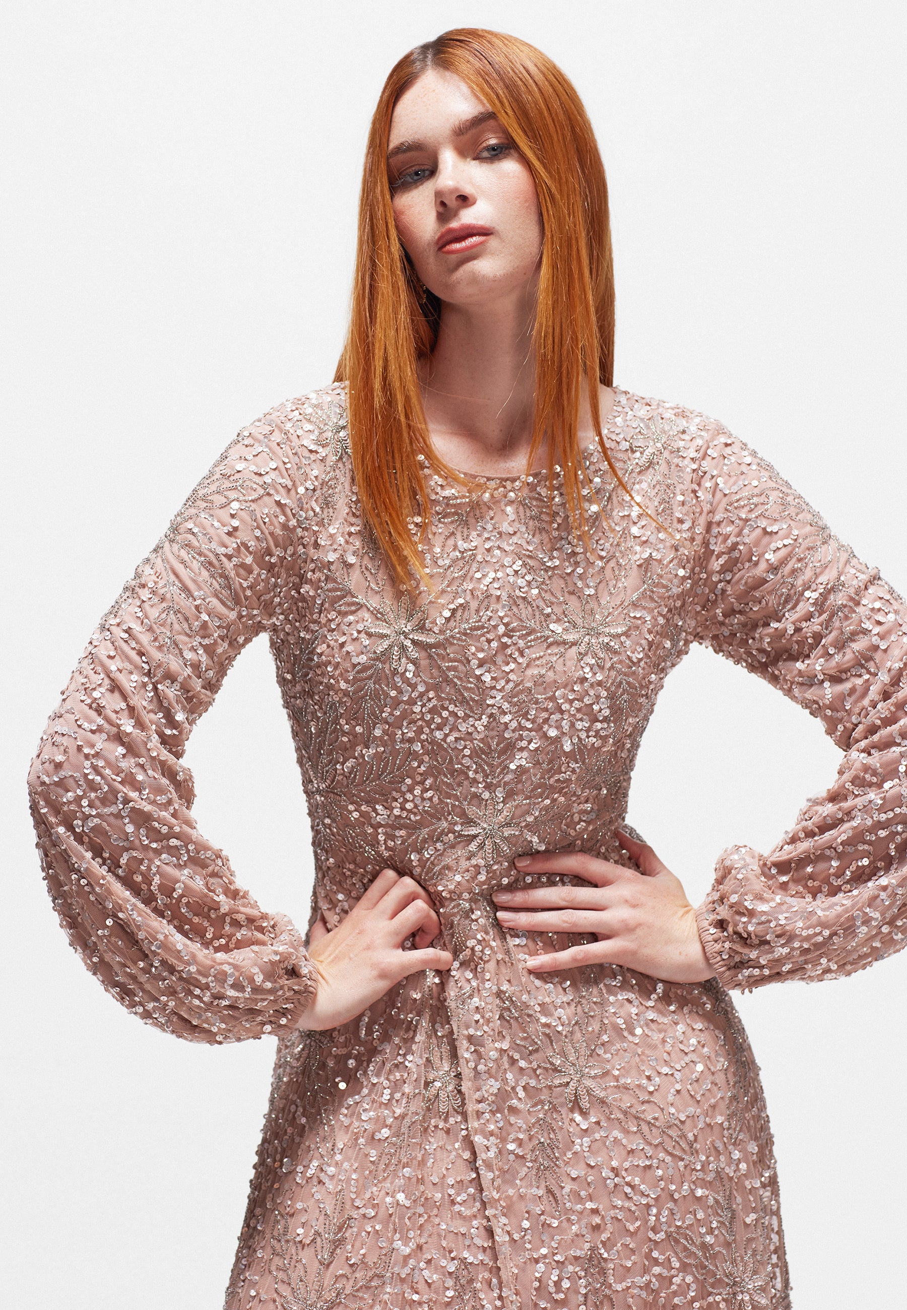 ADILA MODEST EMBELLISHED SEQUIN DRESS | MTZ240402