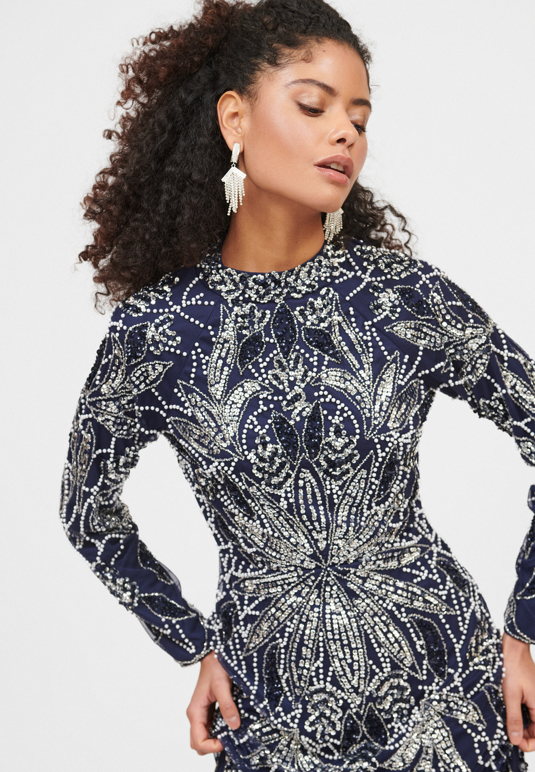 Safa Modest Embellished Sequin Maxi Dress | MTZ250109