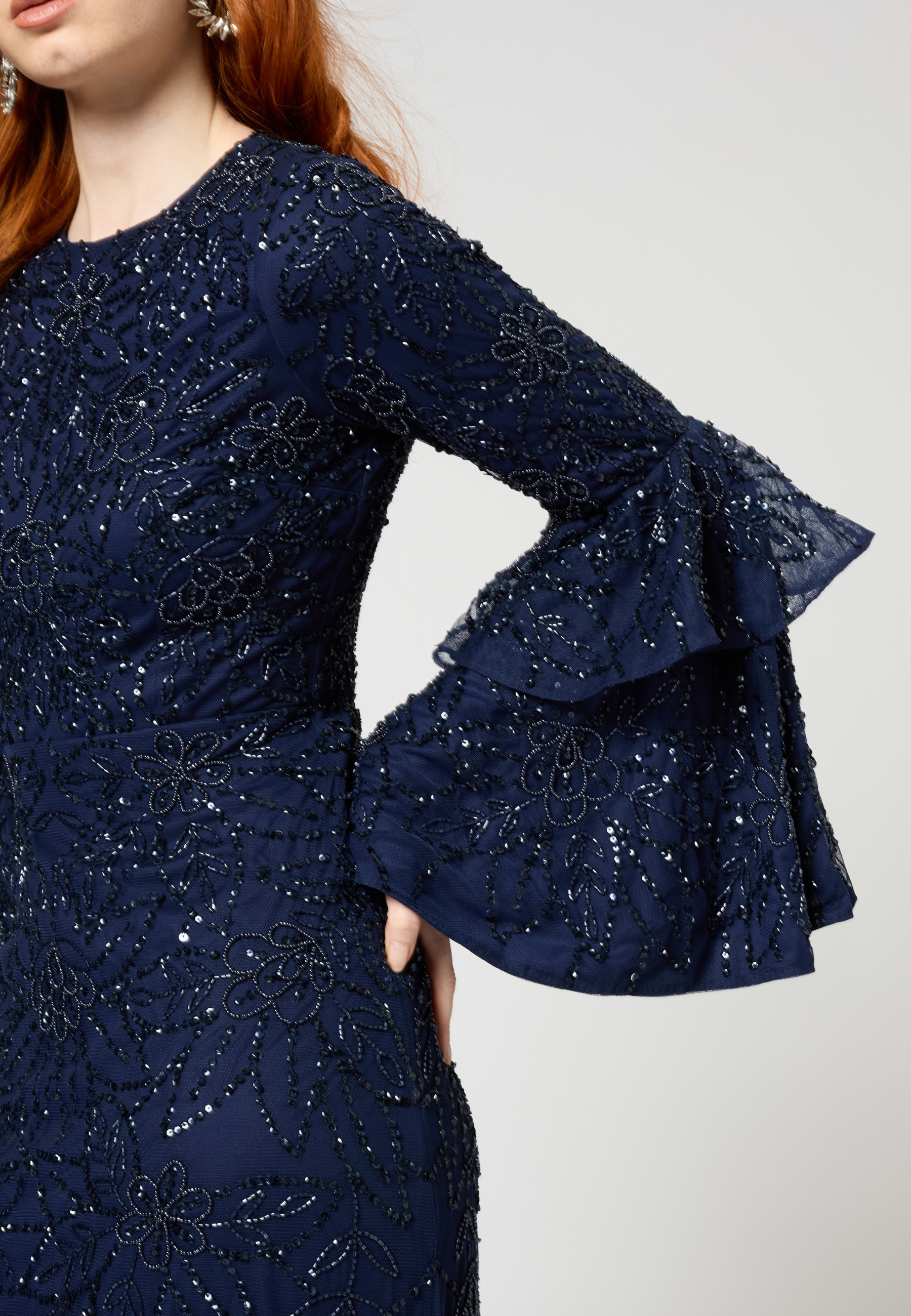 Ines Modest Embellished Sequin Maxi Dress | MTZ250404