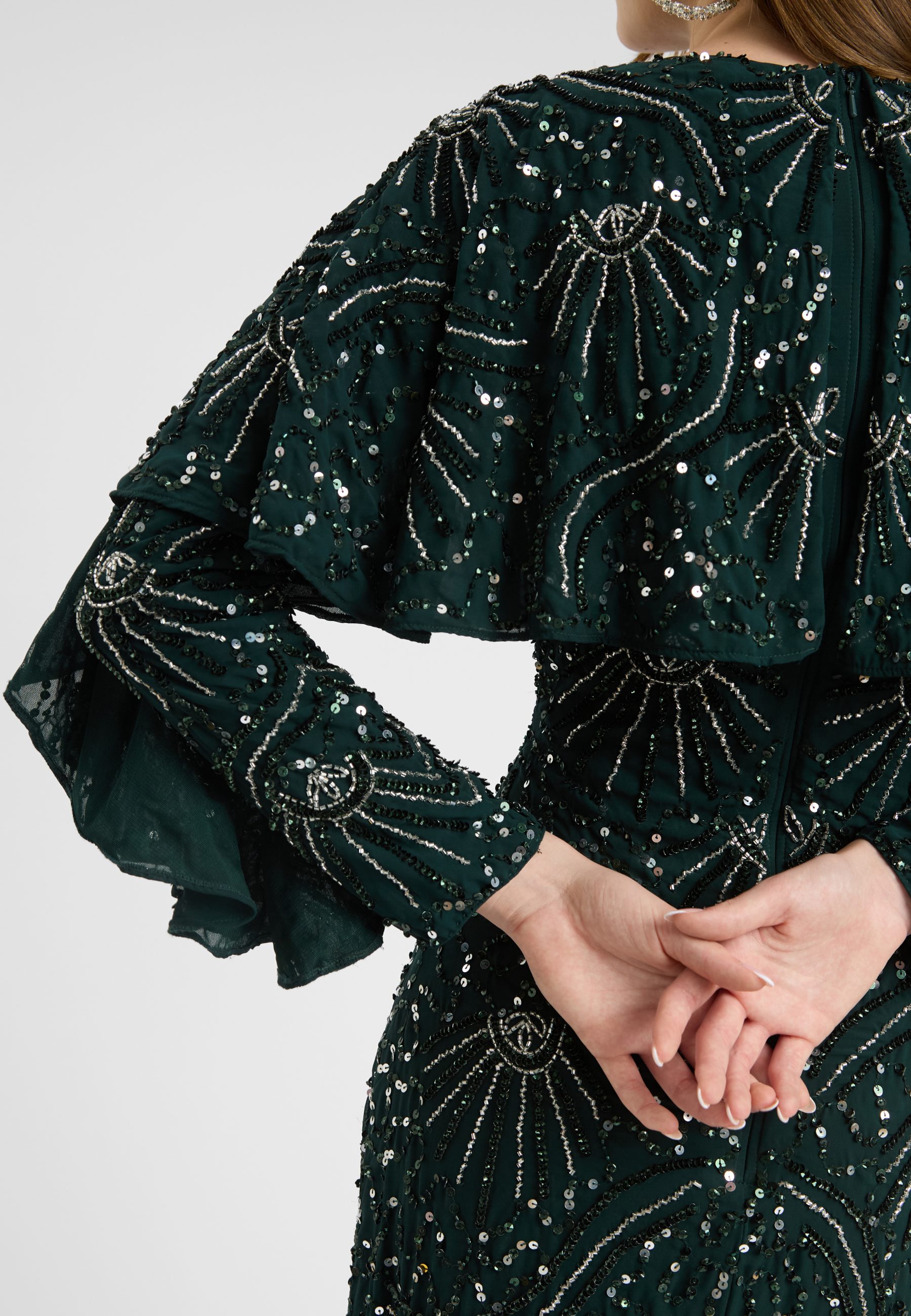 Elin Modest Embellished Sequin Maxi Dress | MTZ250406
