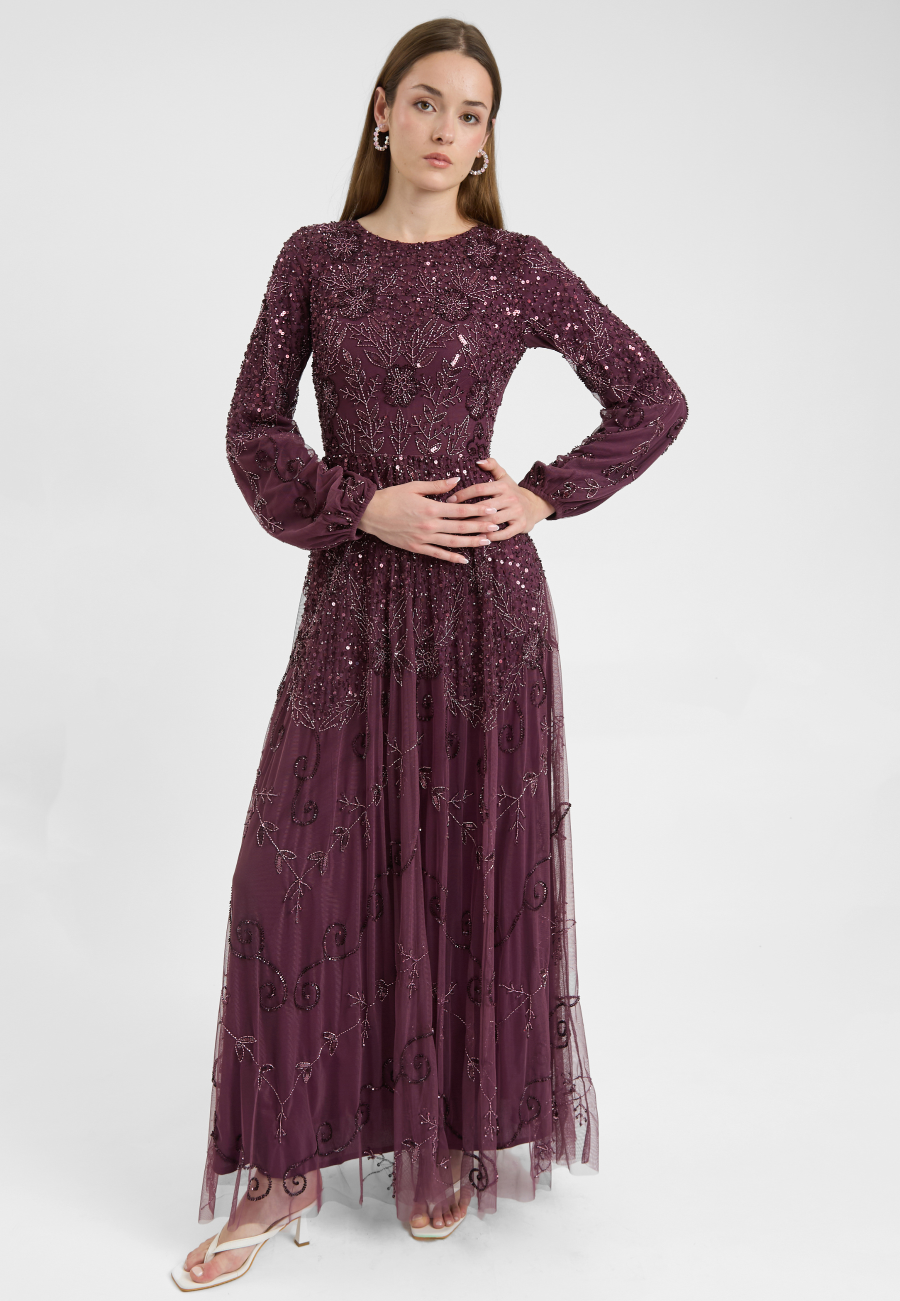 Tiana Embellished Sequin Maxi Dress | MTZ250715