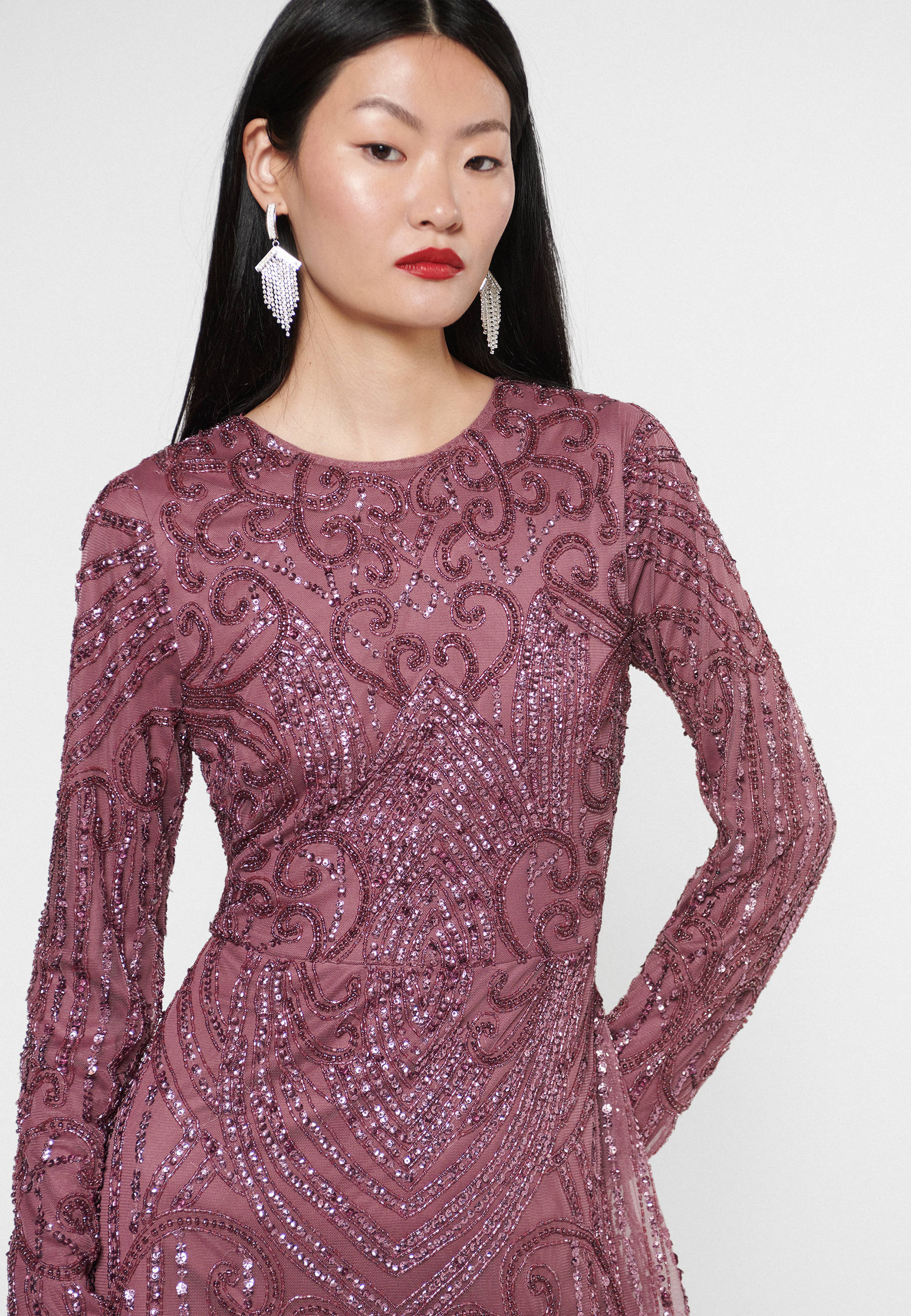 Roze Modest Embellished Sequin Maxi Dress | MTZ250105
