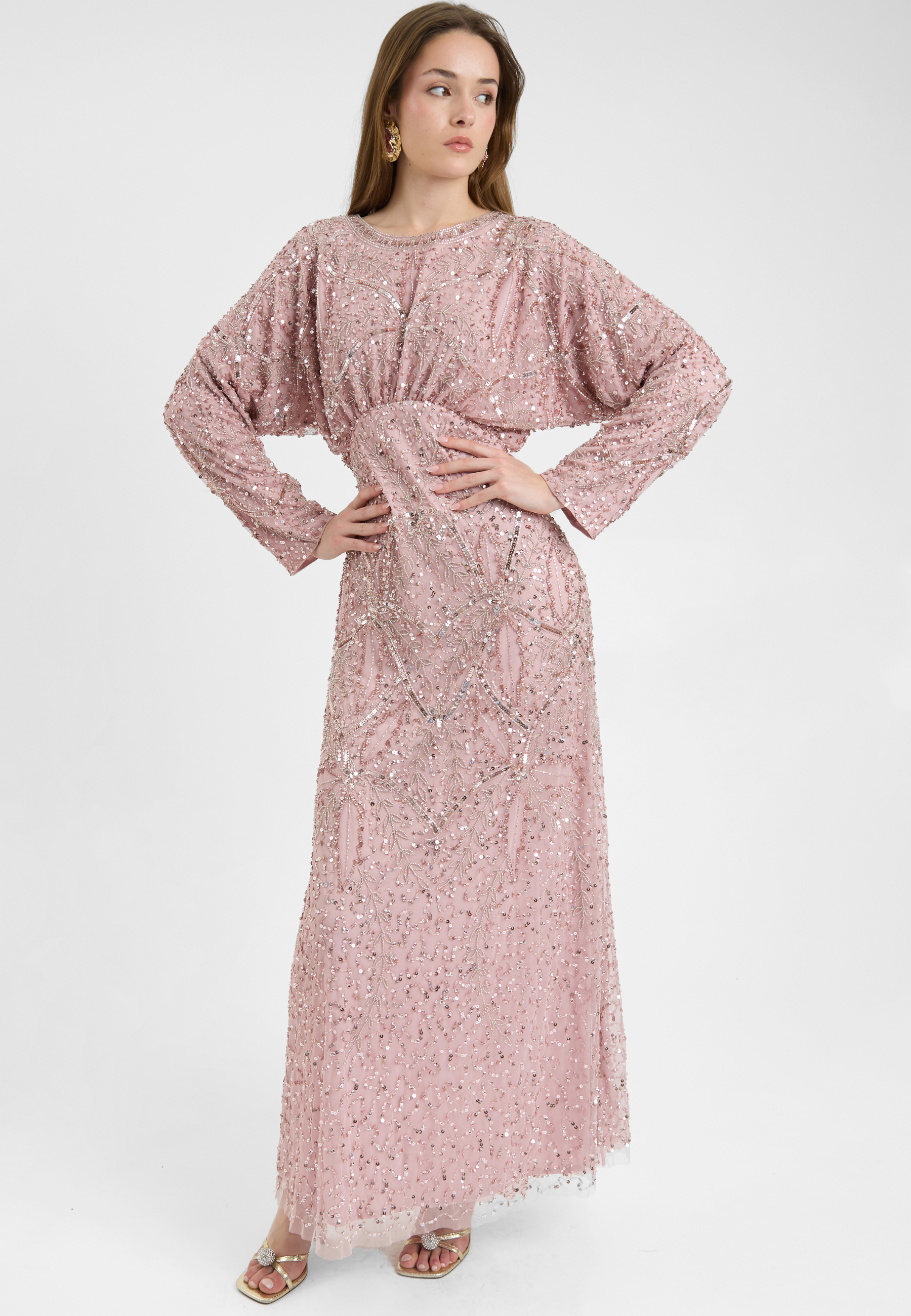 Elma Modest Embellished Sequin Maxi Dress | MTZ250708