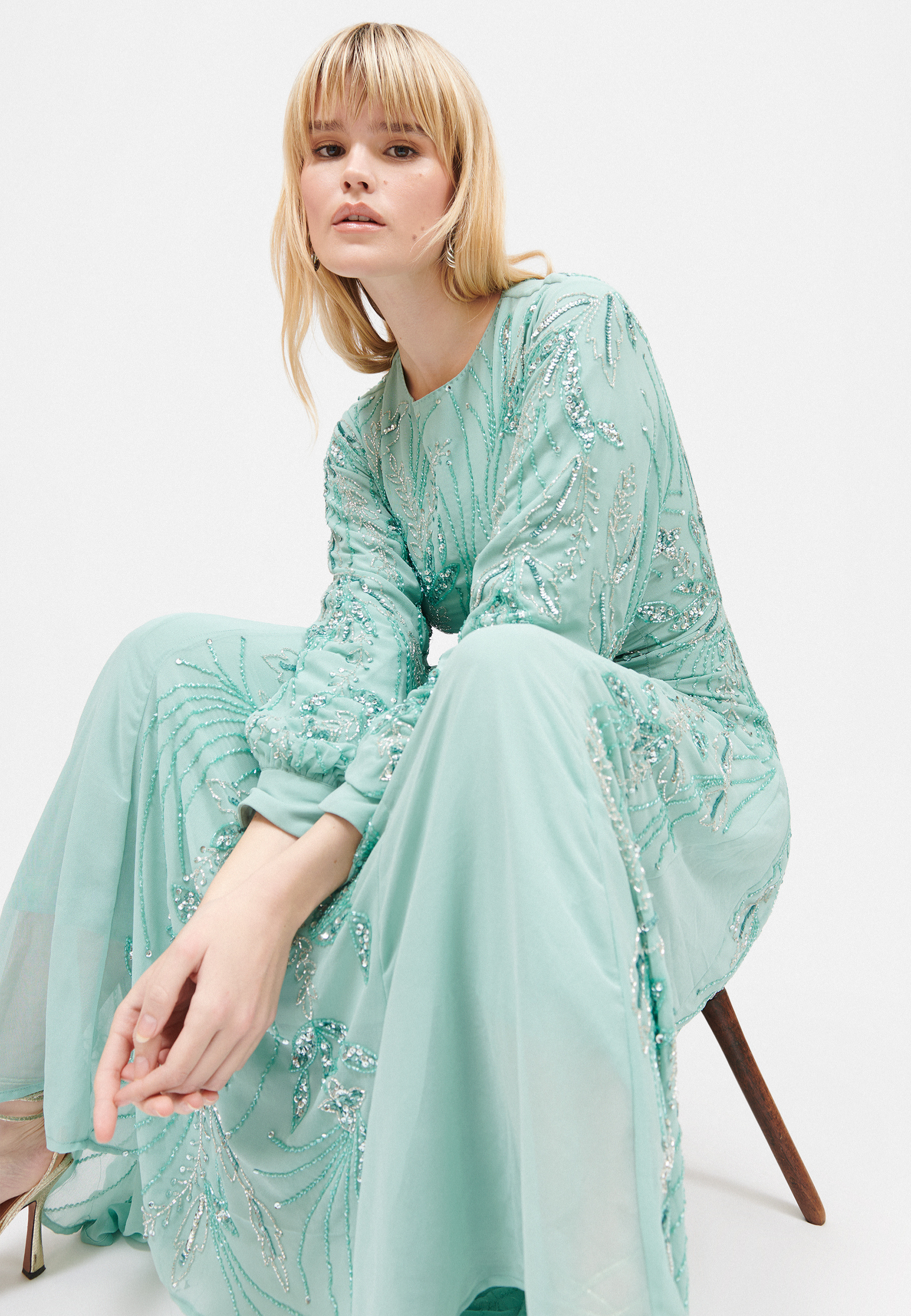Adiva Modest Embellished Sequin Maxi Dress | MTZ250104