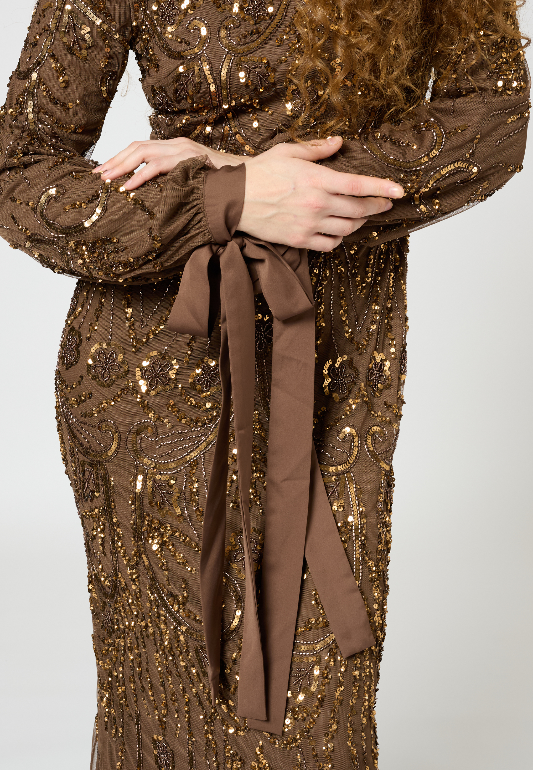 Nayal Modest Embellished Sequin Maxi Dress | MTZ250403