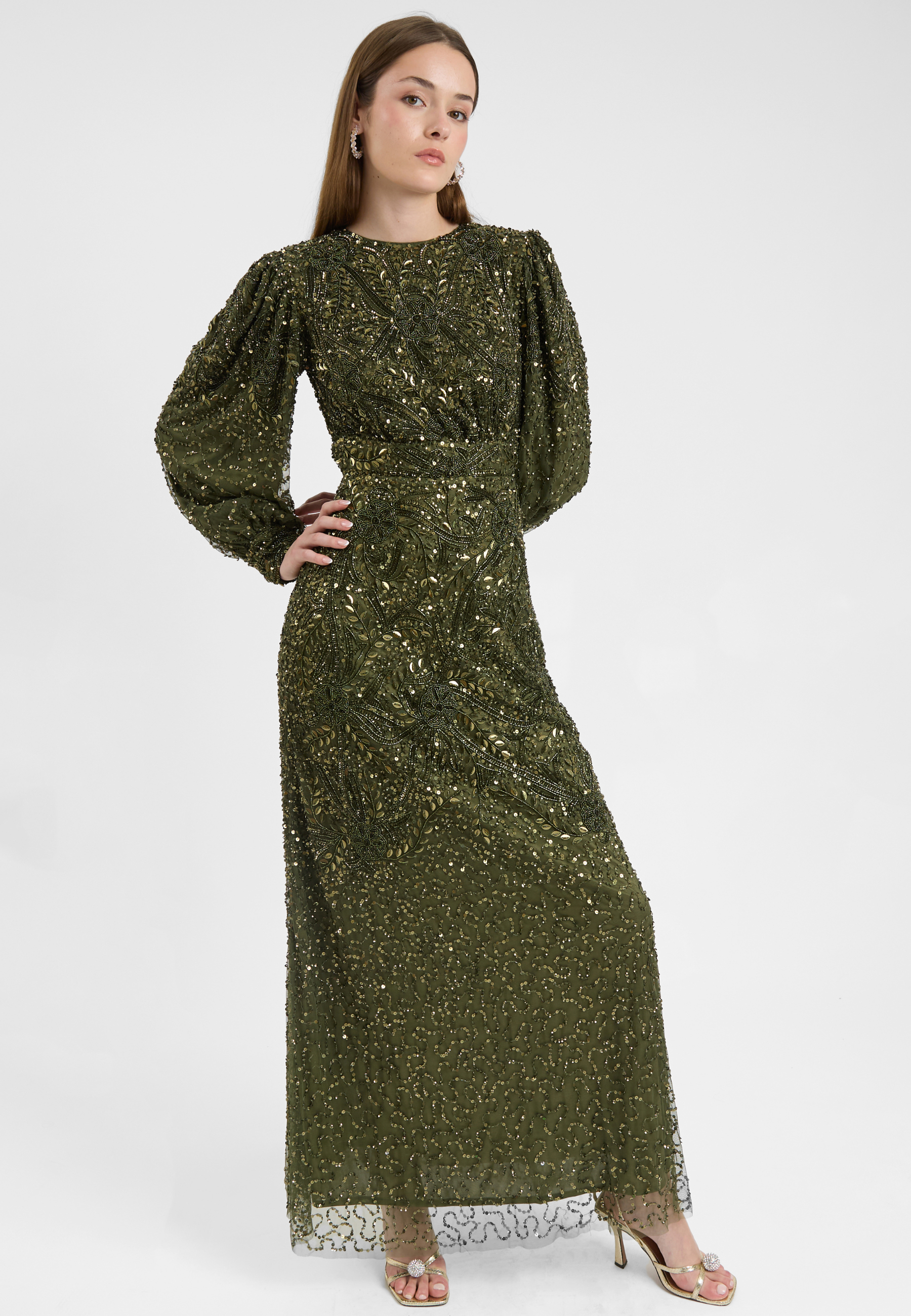Lujen Embellished Sequin Maxi Dress | MTZ250712