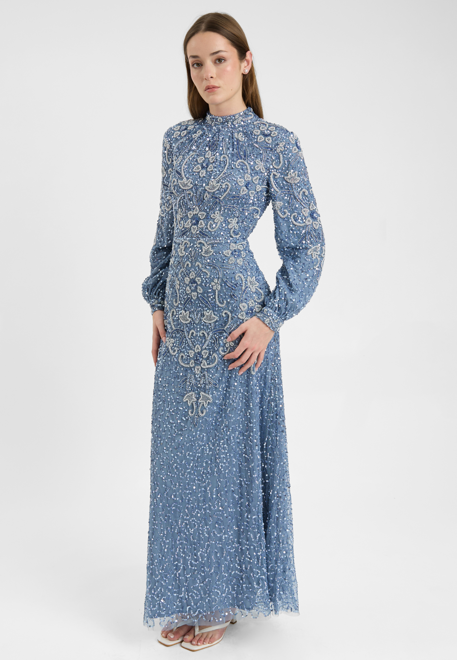 Amani Modest Embellished Sequin Maxi Dress | MTZ250705