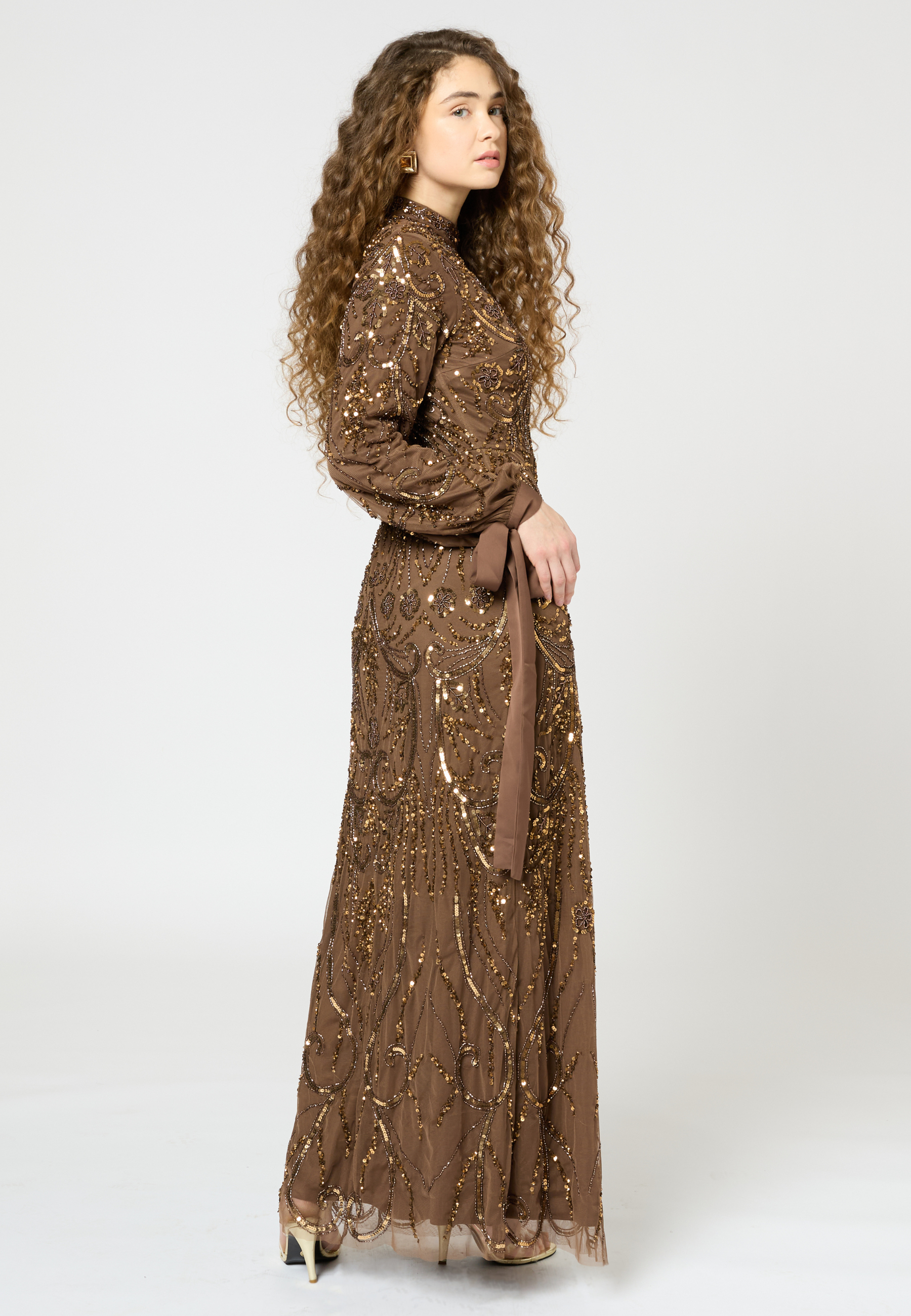 Nayal Modest Embellished Sequin Maxi Dress | MTZ250403