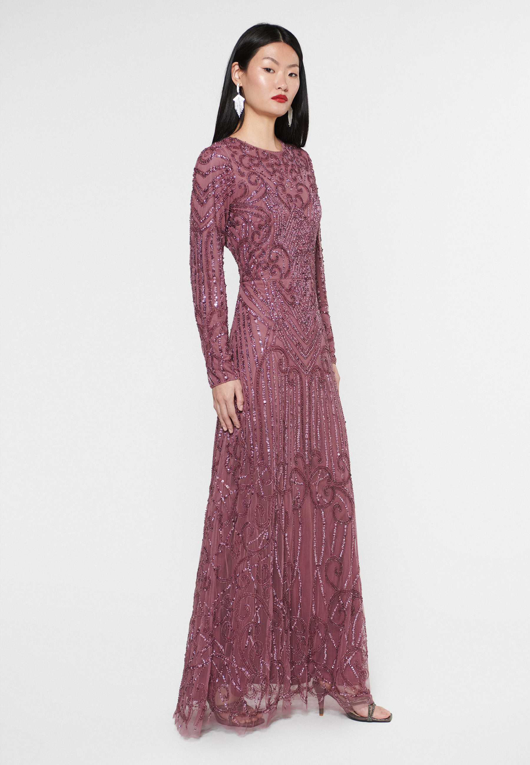 Roze Modest Embellished Sequin Maxi Dress | MTZ250105