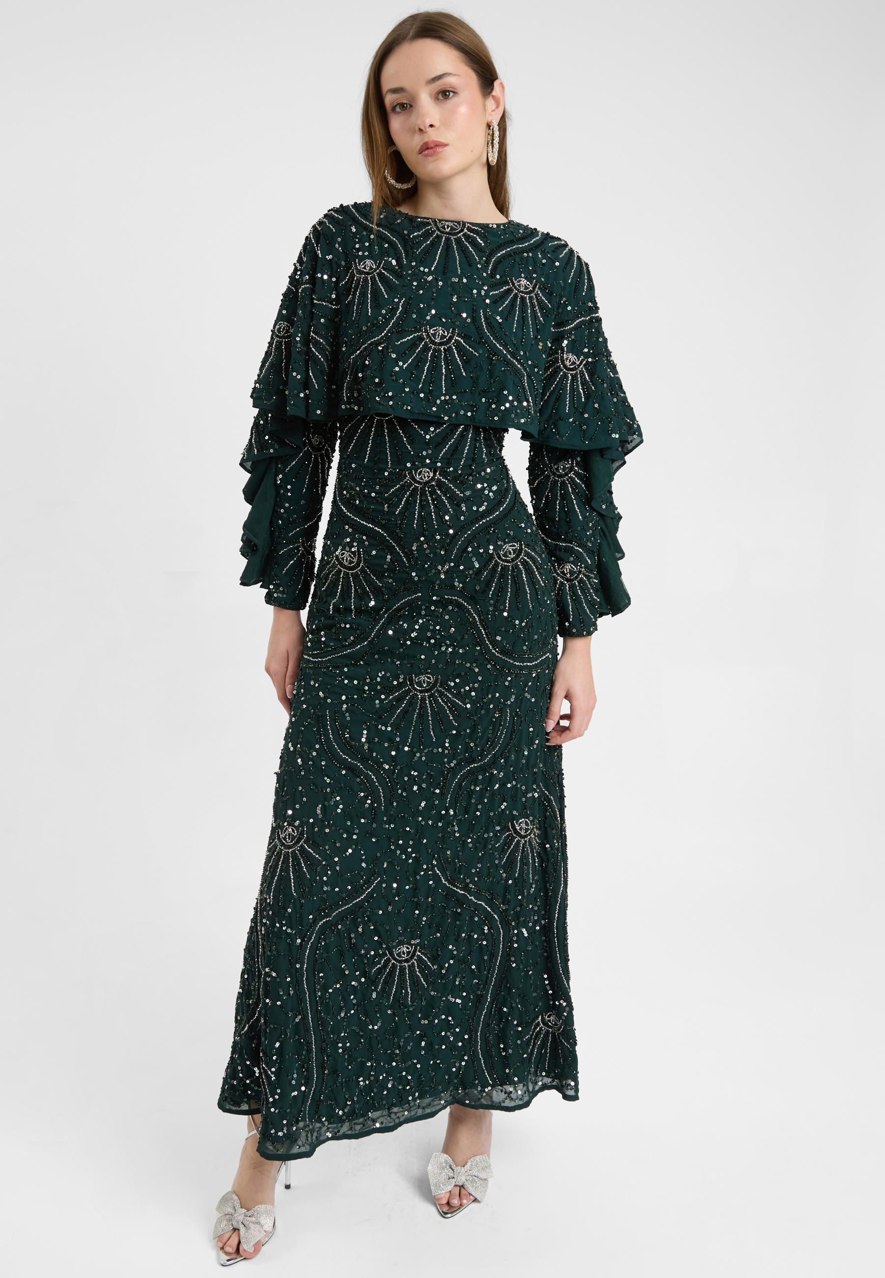 Elin Modest Embellished Sequin Maxi Dress | MTZ250406