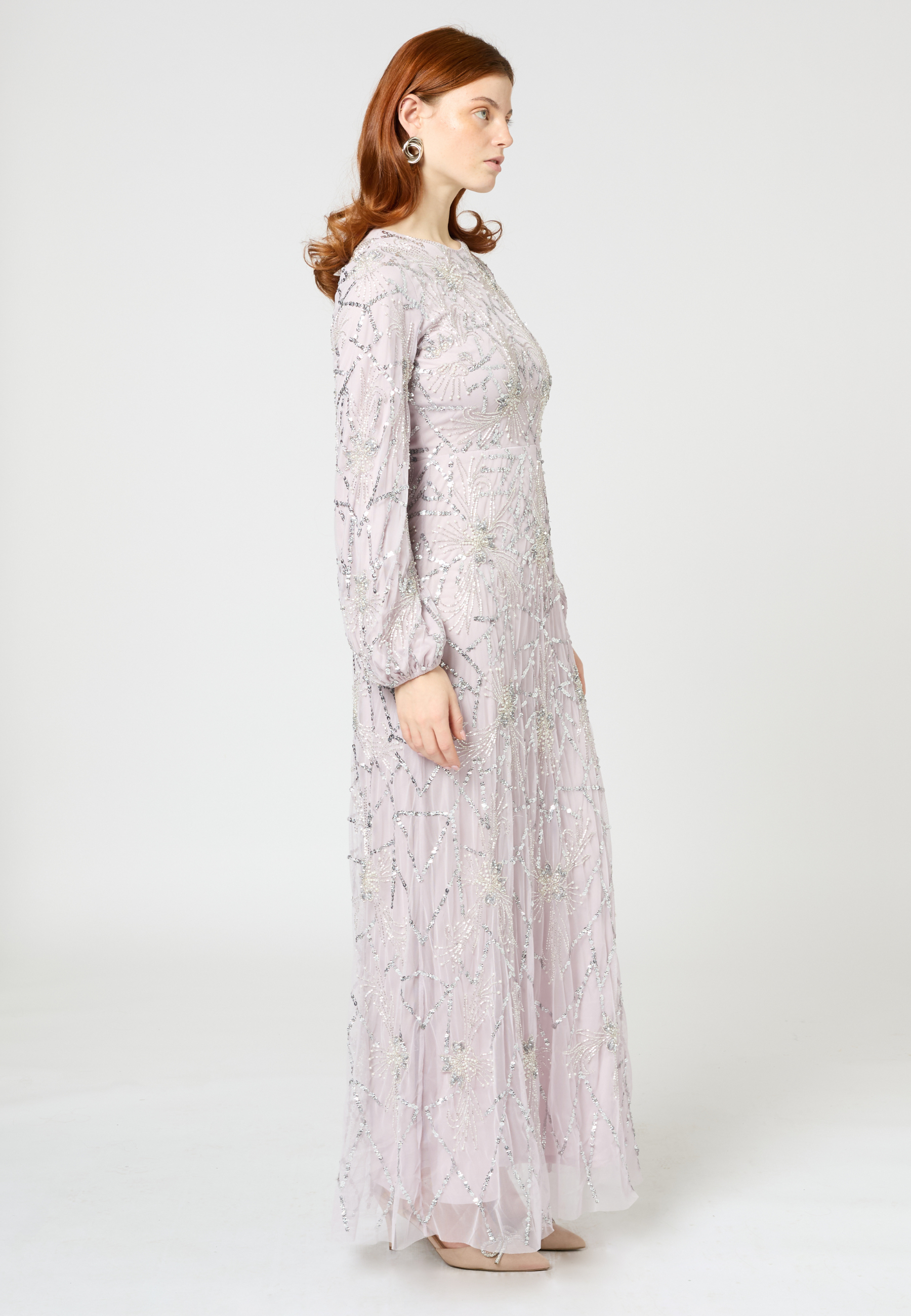 Kay Modest Embellished Sequin Maxi Dress | MTZ250417