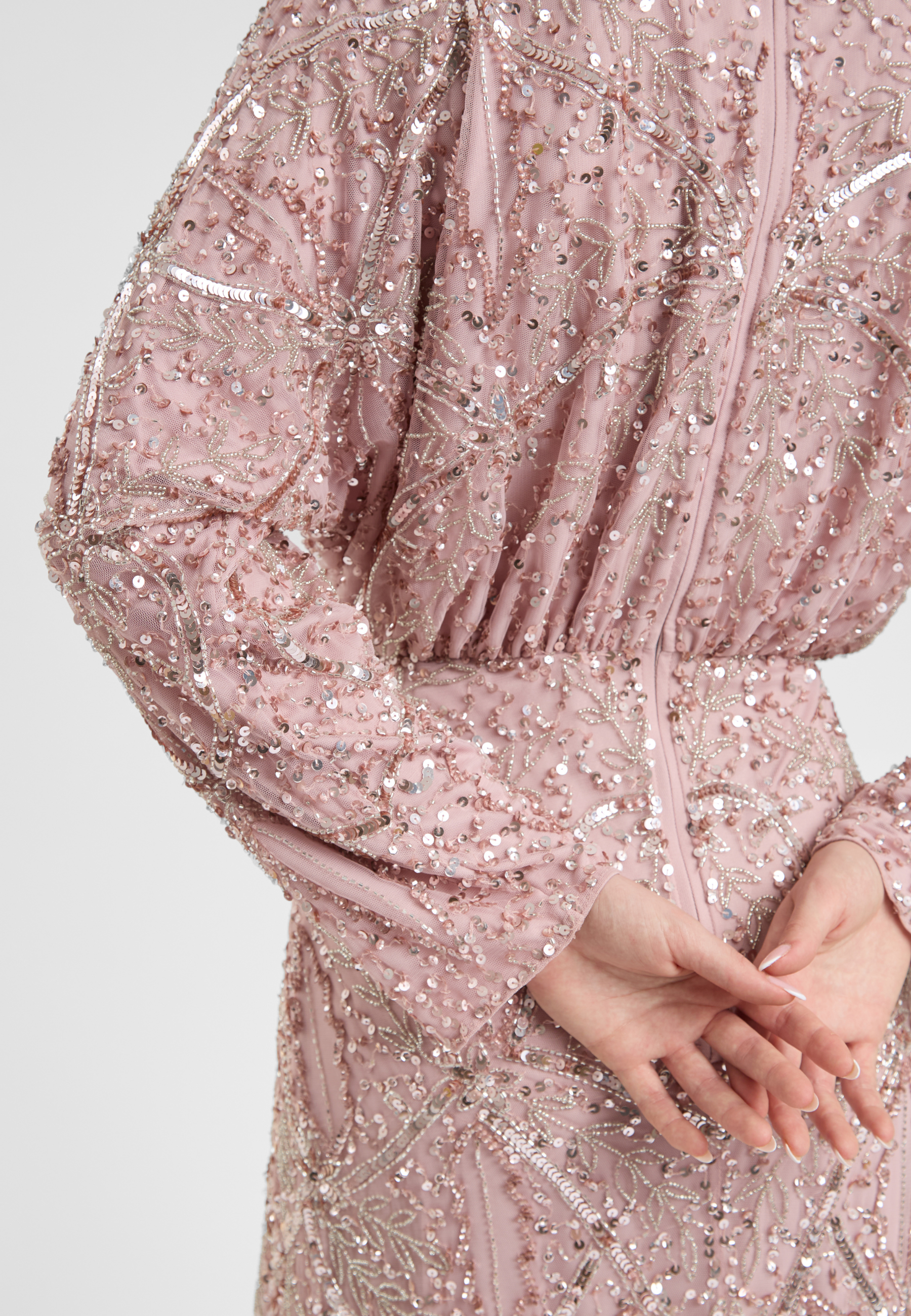 Elma Modest Embellished Sequin Maxi Dress | MTZ250708