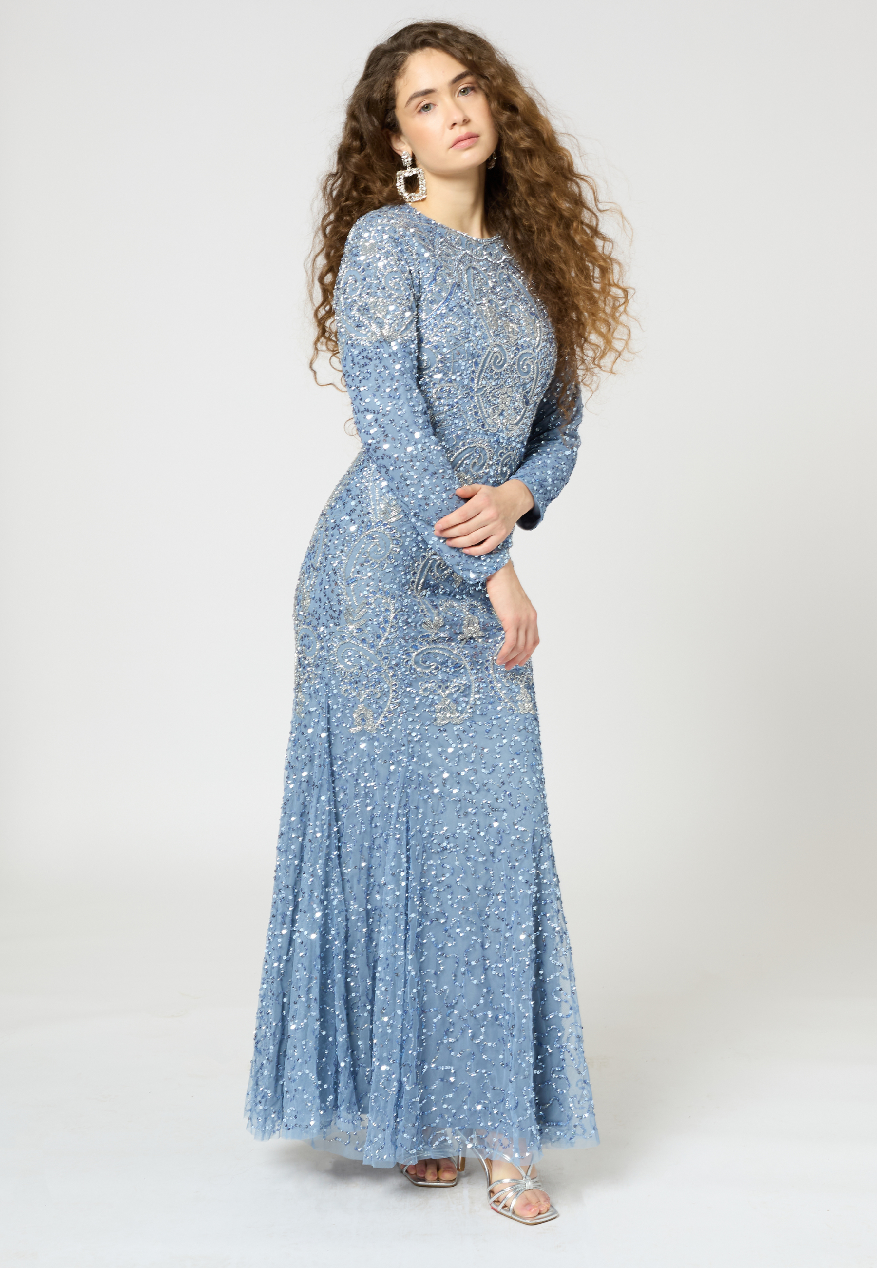 Ruya Modest Embellished Sequin Maxi Dress | MTZ250411
