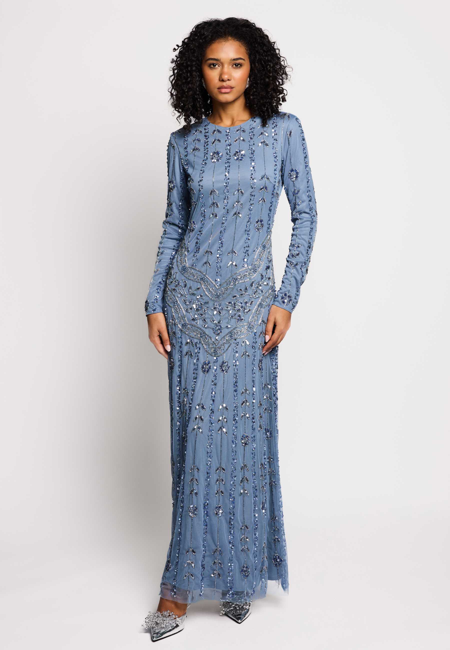 Sora Modest Sequin Cape Maxi Dress | MTZ260101