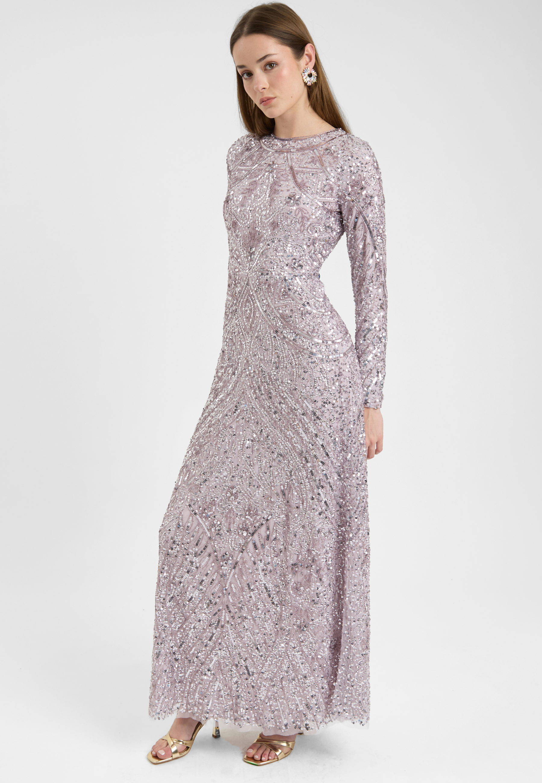 Liya Modest Embellished Sequin Maxi Dress | MTZ250102