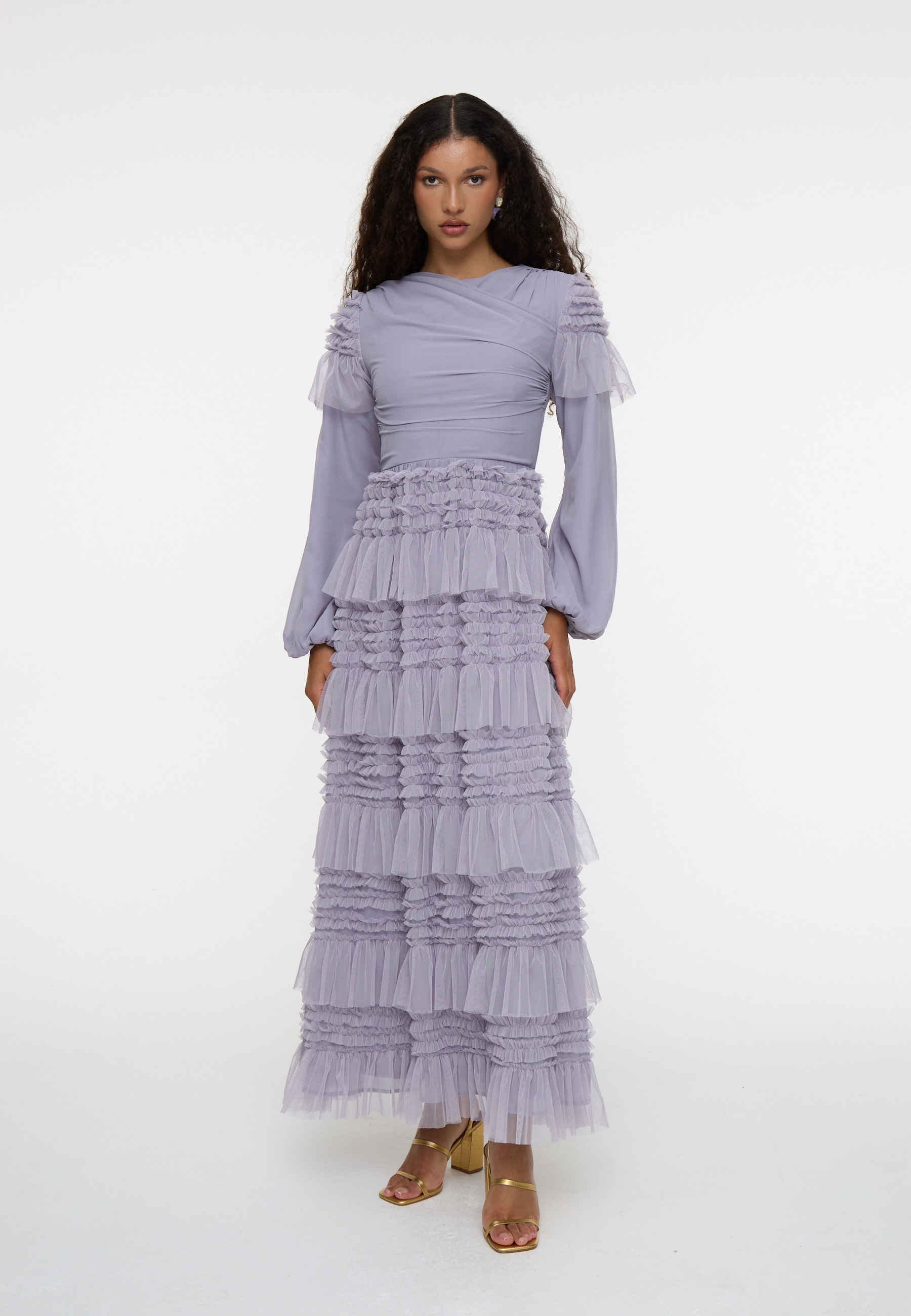 Luna Modest Ruffle Maxi Dress | MTZ250121