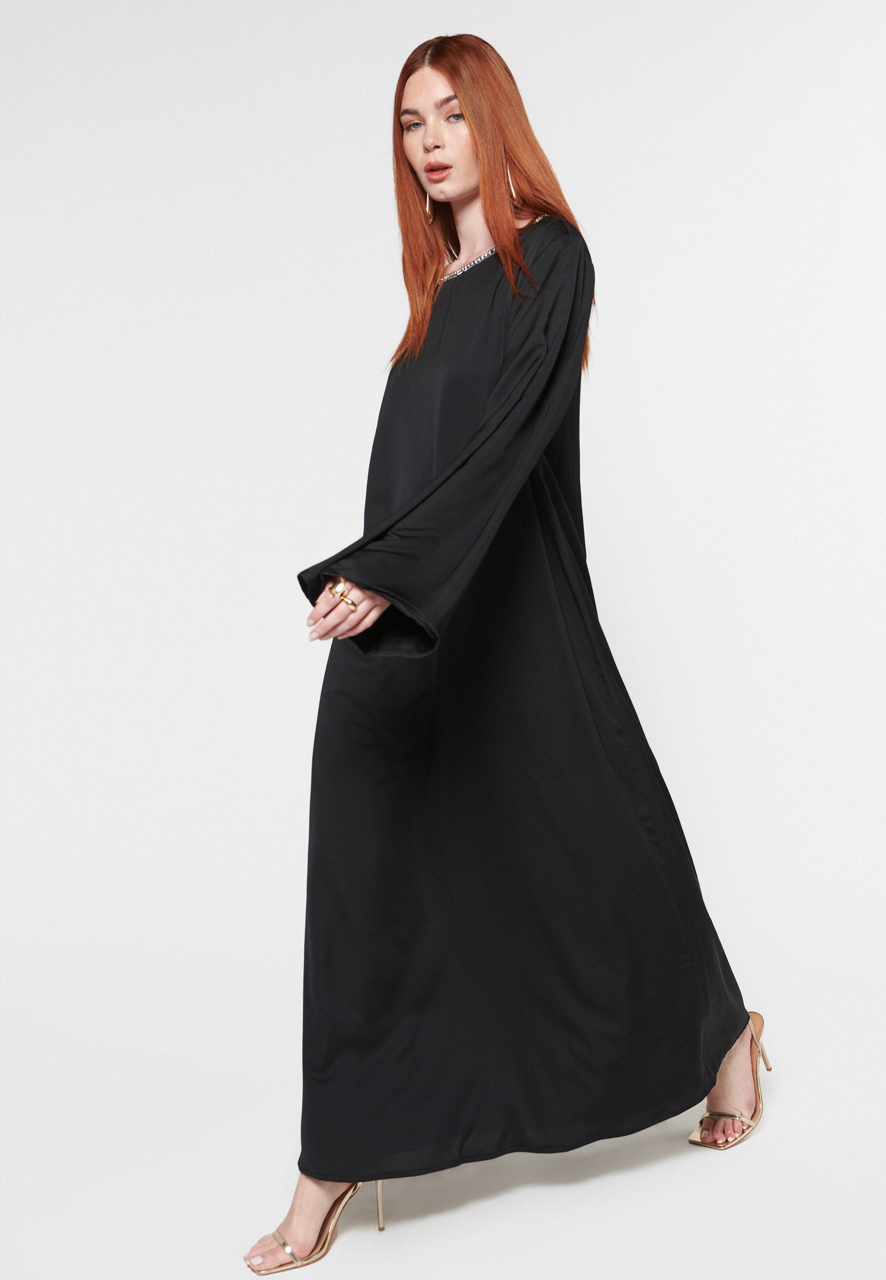 Esin Satin Modest Maxi Dress | STS240810
